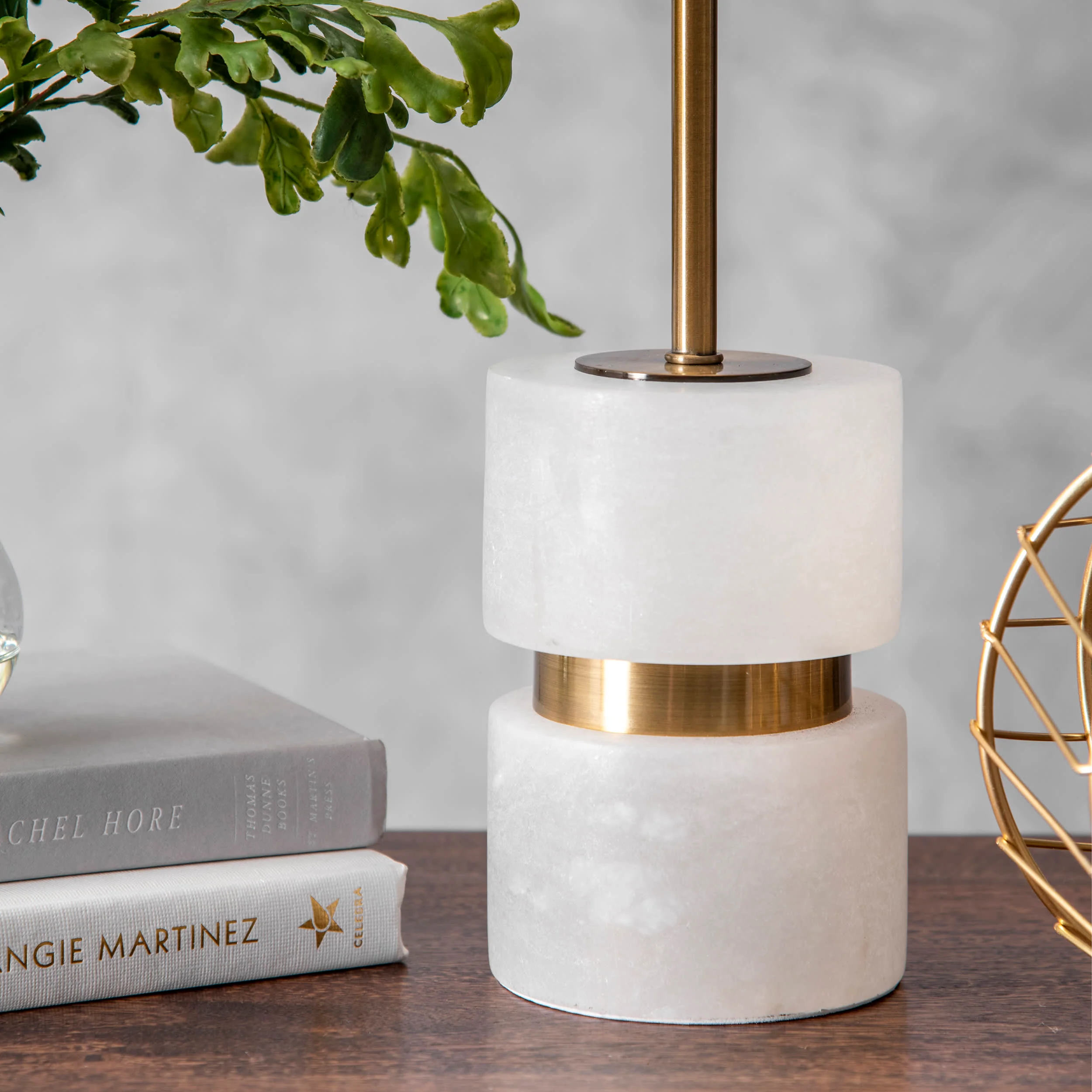 31-inch Marble Mounted Pole Table Lamp | Bronze - Image 3