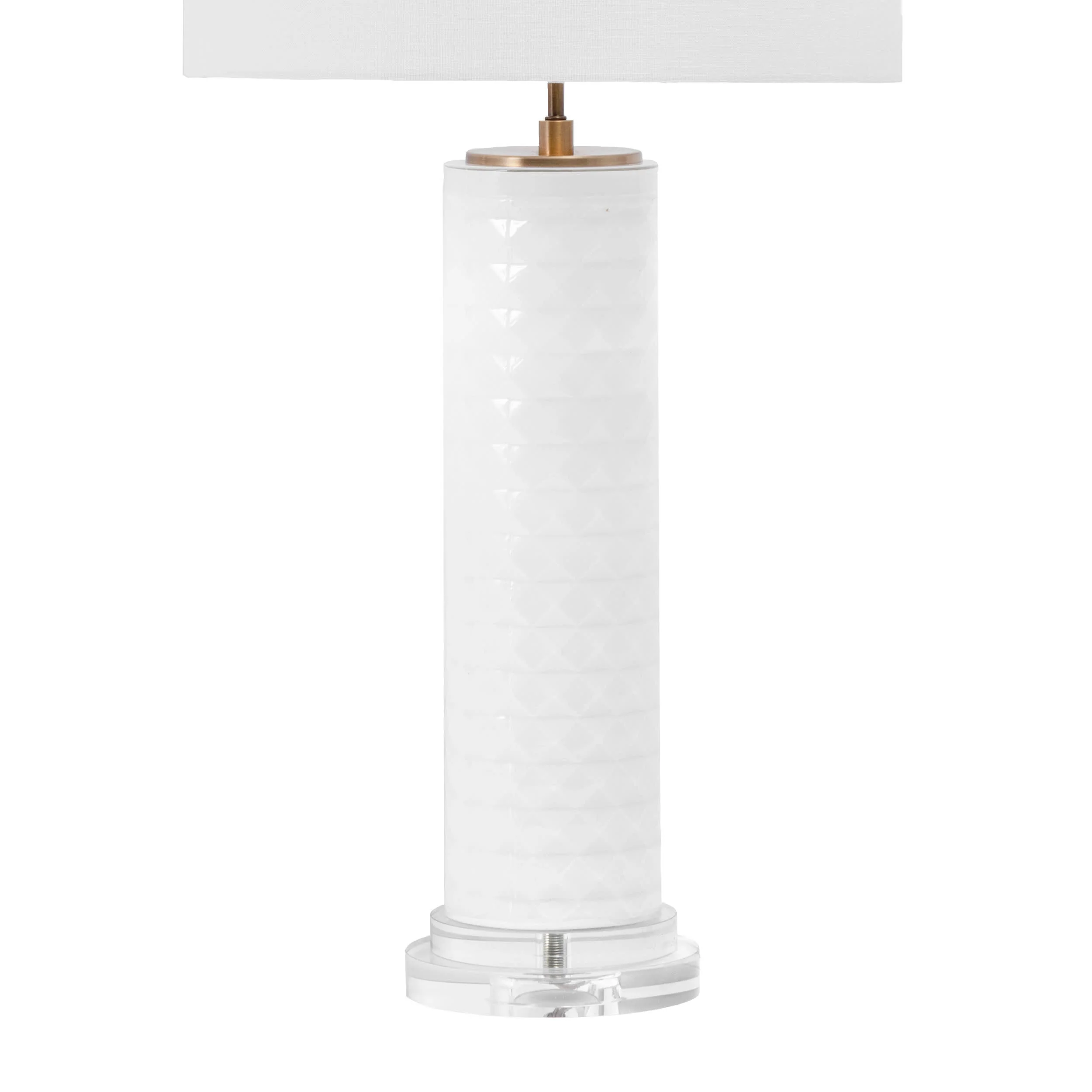 31-inch Textured Glass Tiled Column Table Lamp | White - Image 3