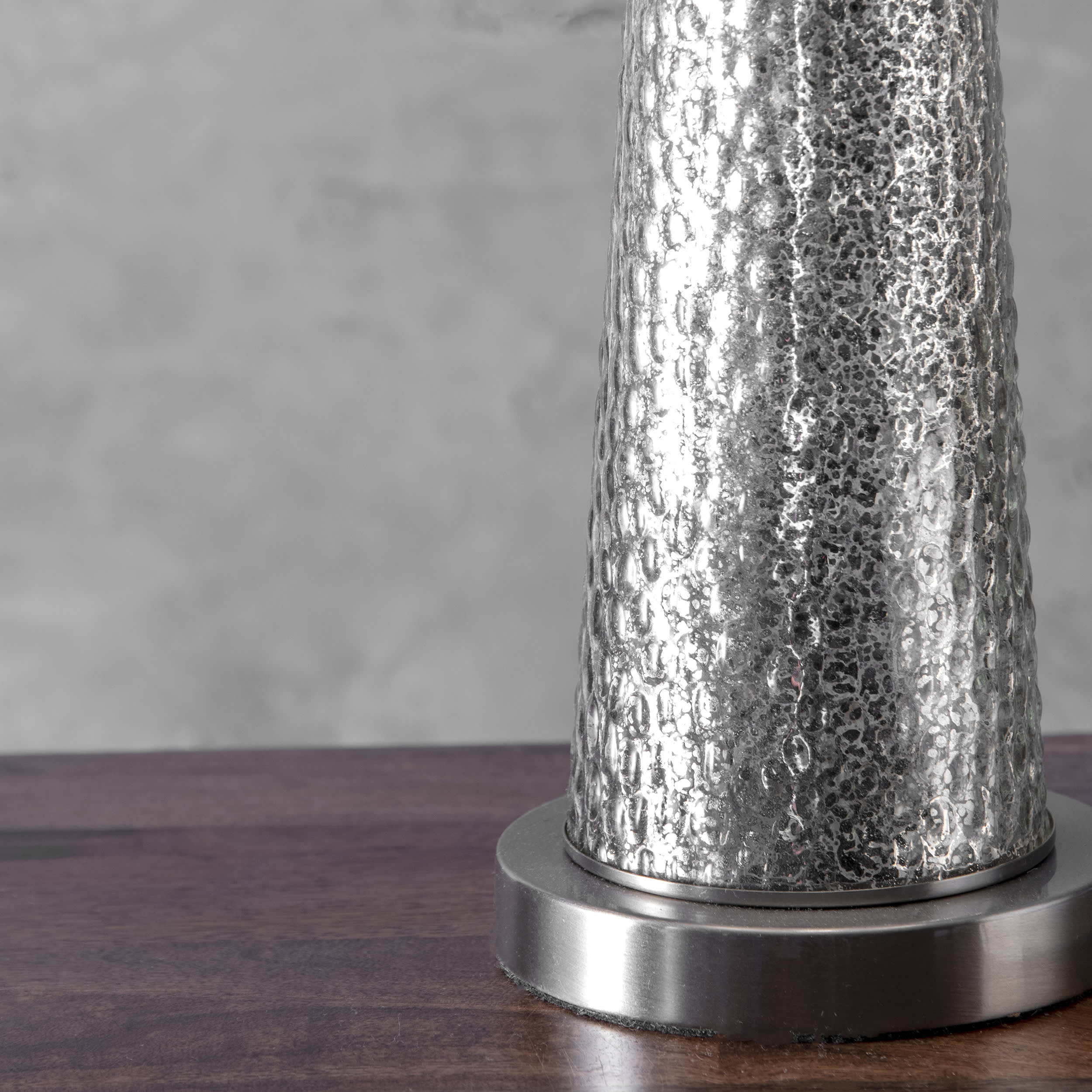 34-inch Textured Glass Spire Table Lamp | Satin Nickel & Mercury - Image 3