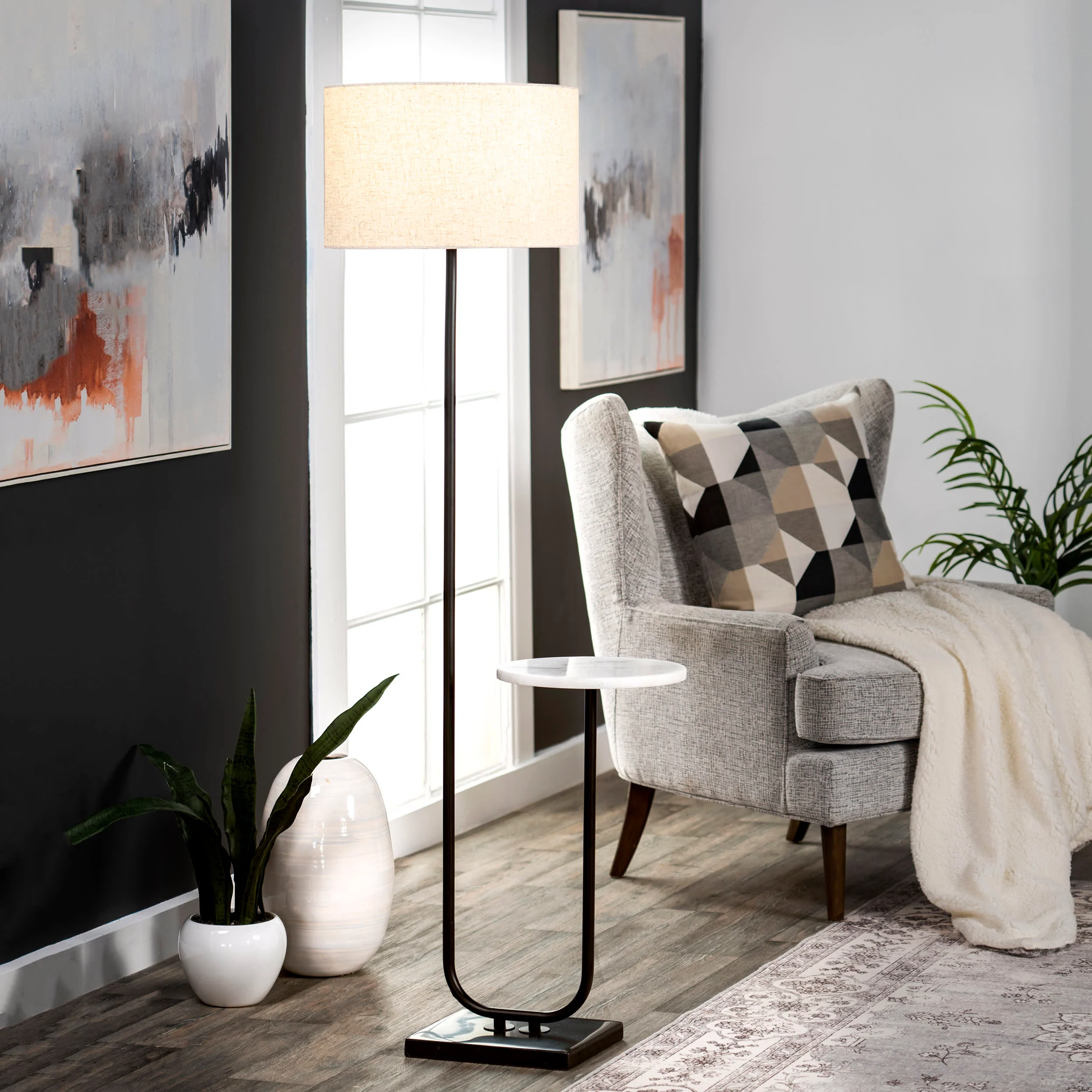 60-inch Iron Modern Shelf Floor Lamp | Black - Image 2