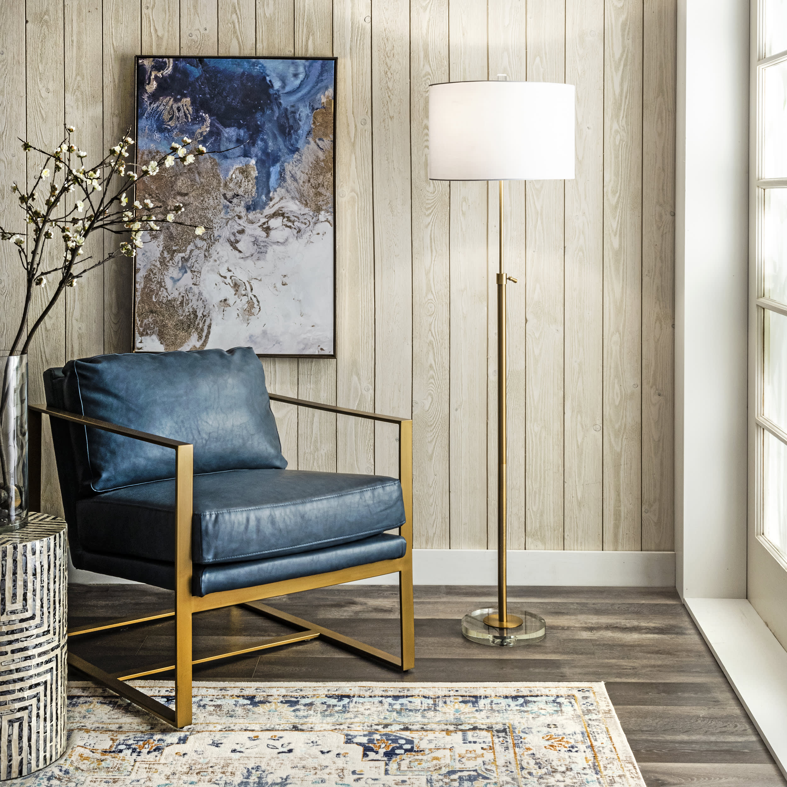 60-inch Metal Industrial Staff Floor Lamp | Brass - Image 2