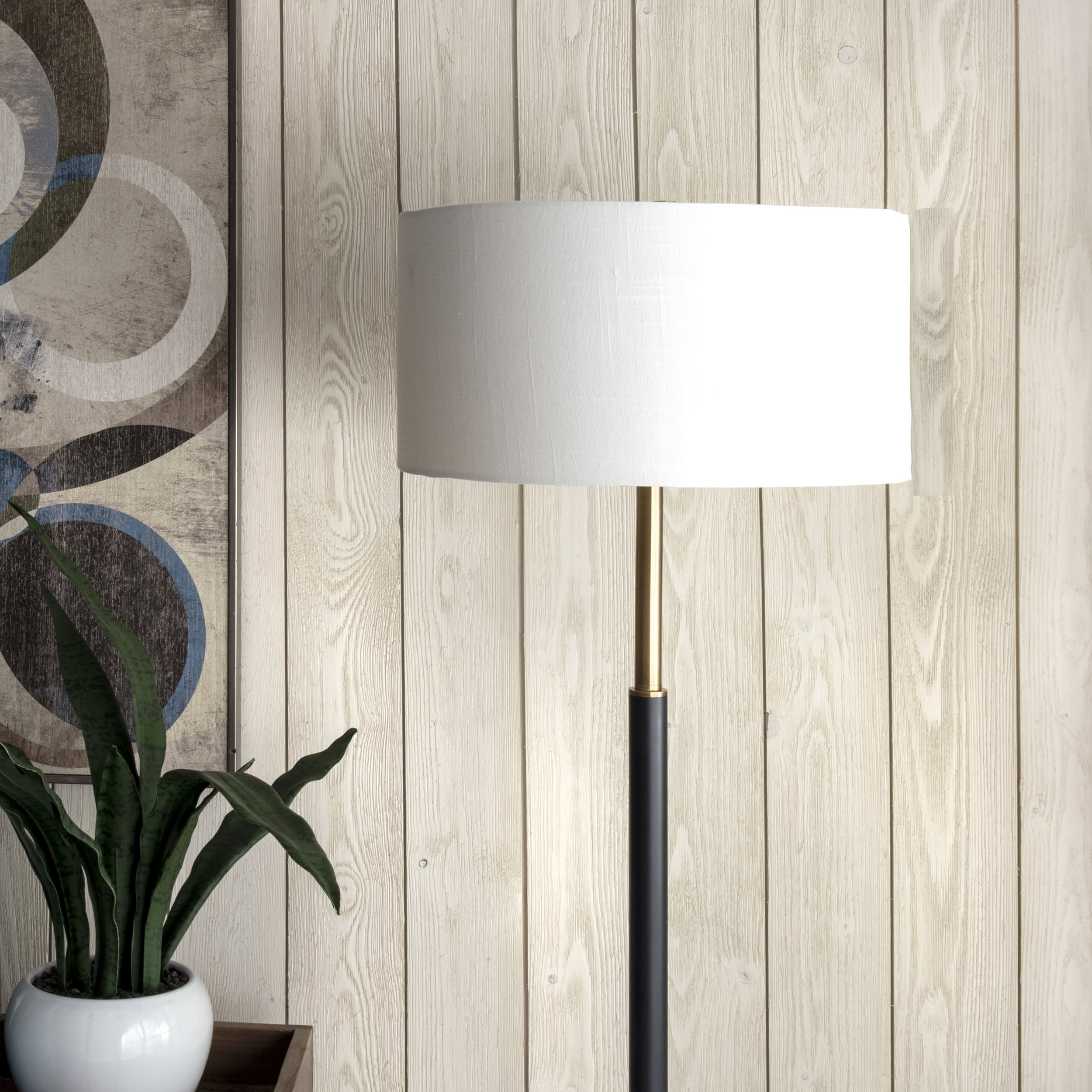61-inch Coated Metal Pole Floor Lamp | Black - Image 4
