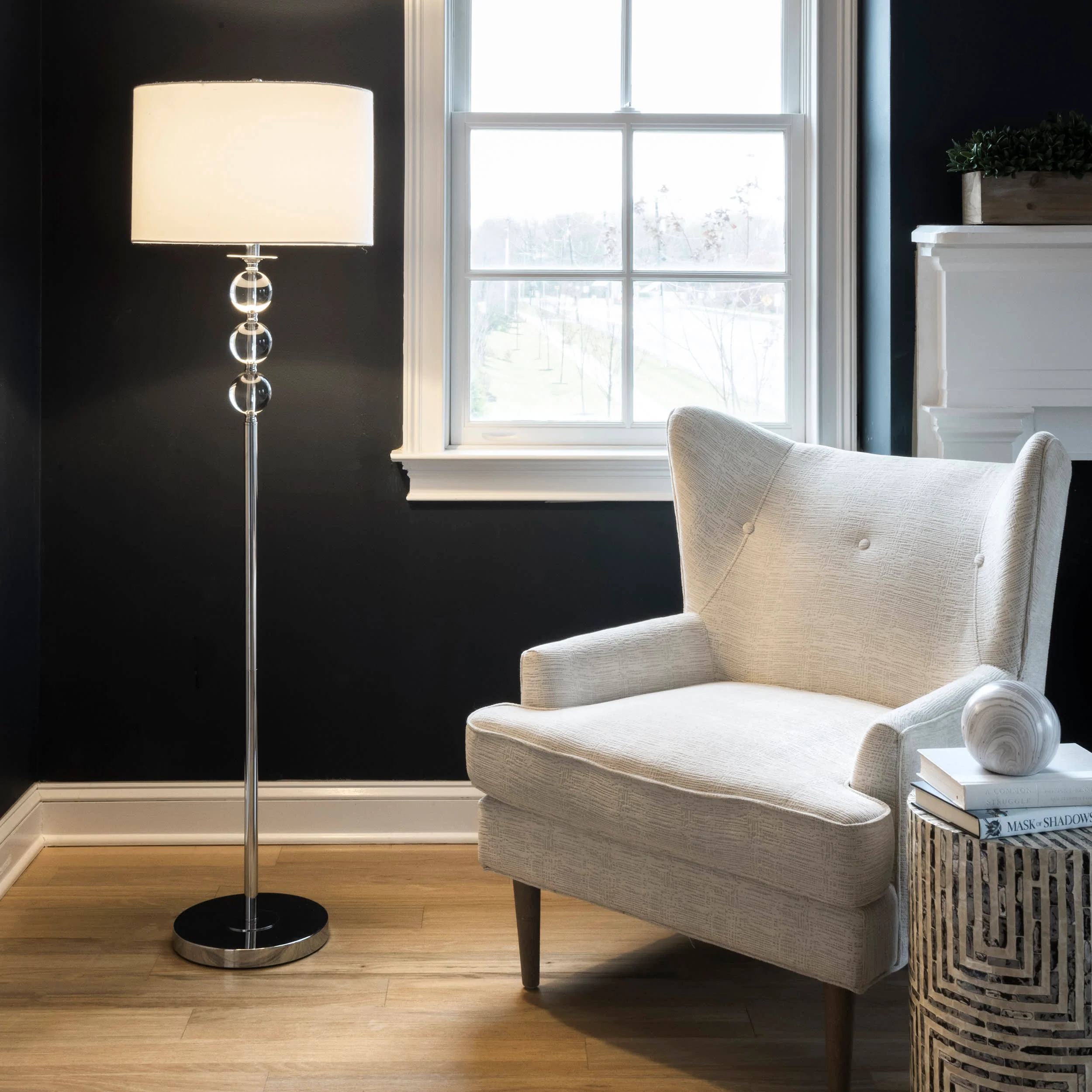 62-inch Stacked Crystal Metal Pole Floor Lamp | Silver - Image 2