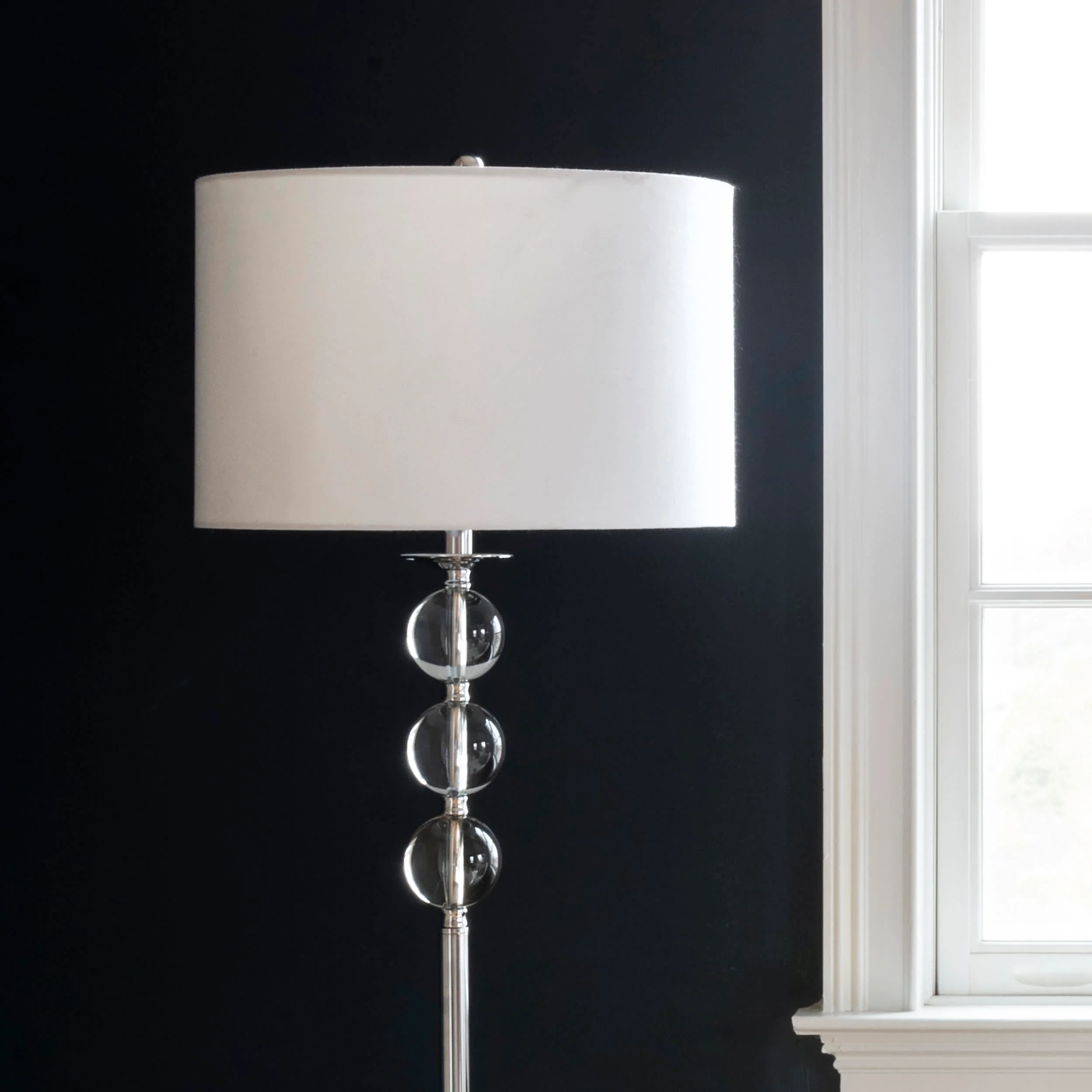 62-inch Stacked Crystal Metal Pole Floor Lamp | Silver - Image 4