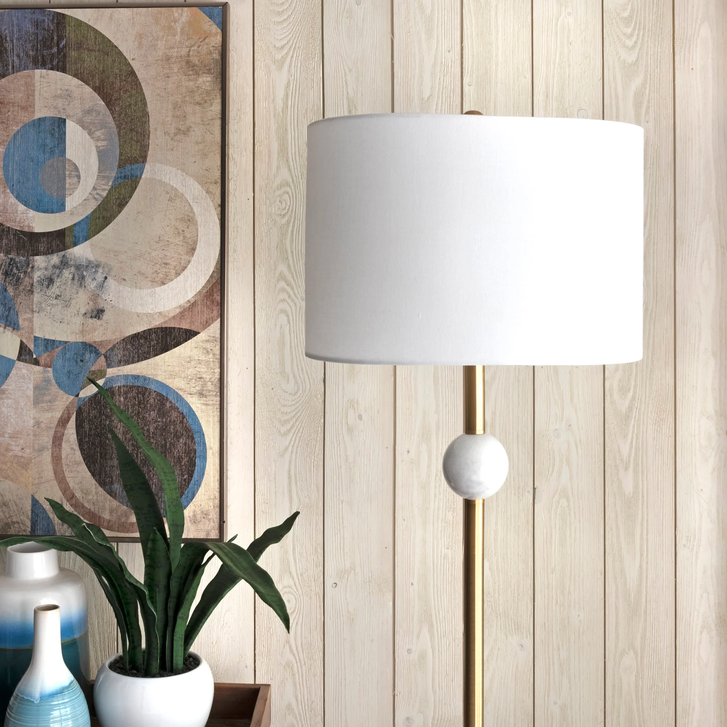 63-inch Marble Pearl Metal Staff Floor Lamp | Gold - Image 4