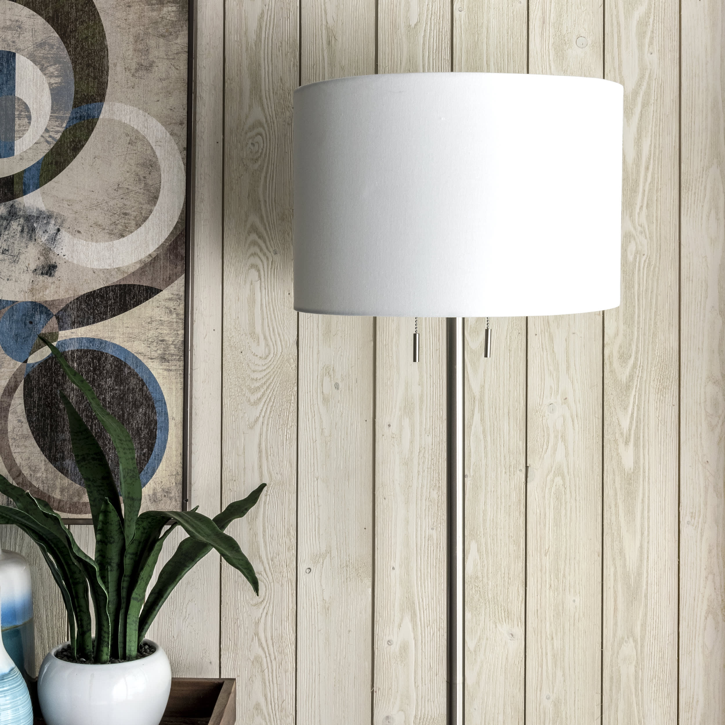 64-inch Metal Staff Pole Floor Lamp | Silver - Image 4