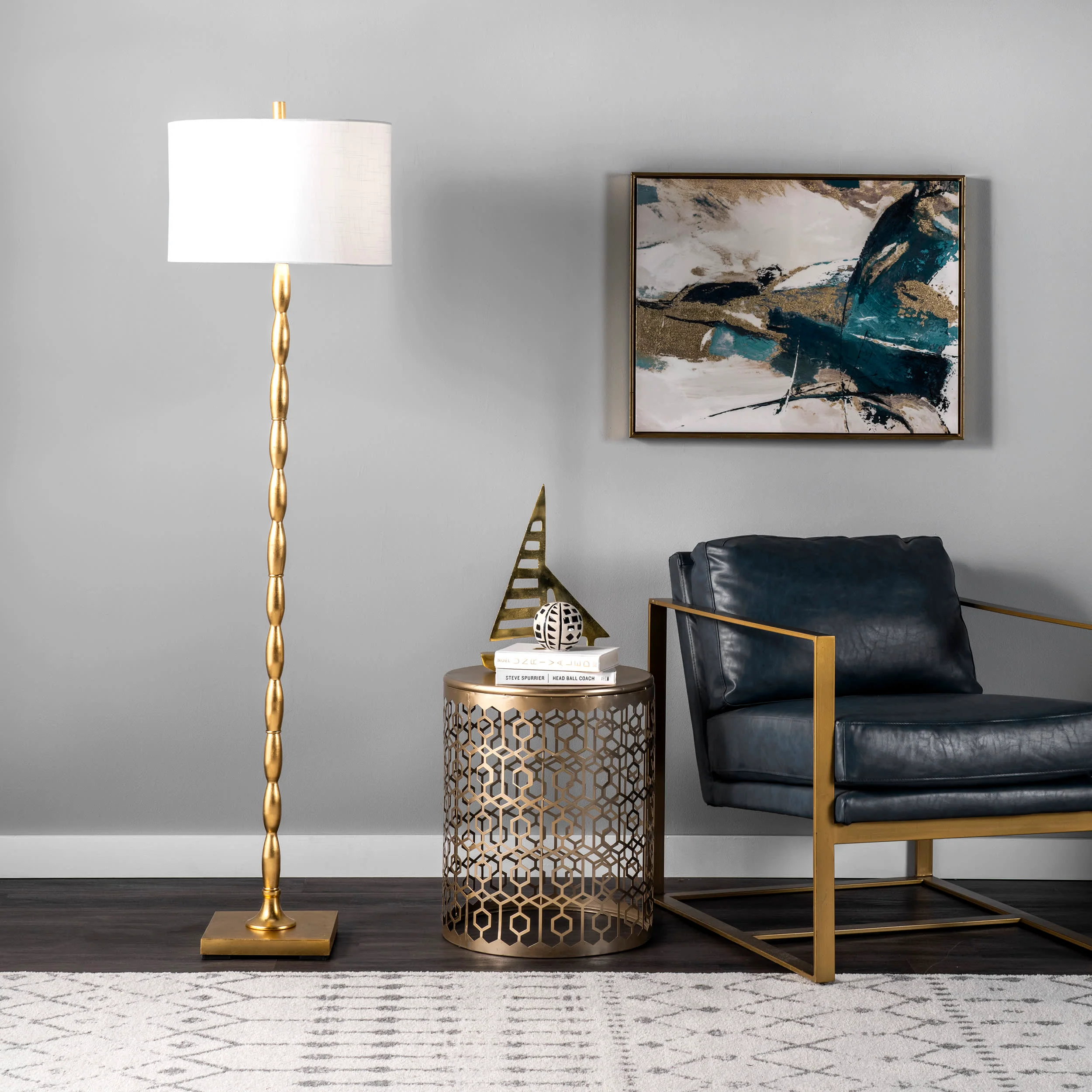 65-inch Rippled Iron Staff Floor Lamp | Brass - Image 2