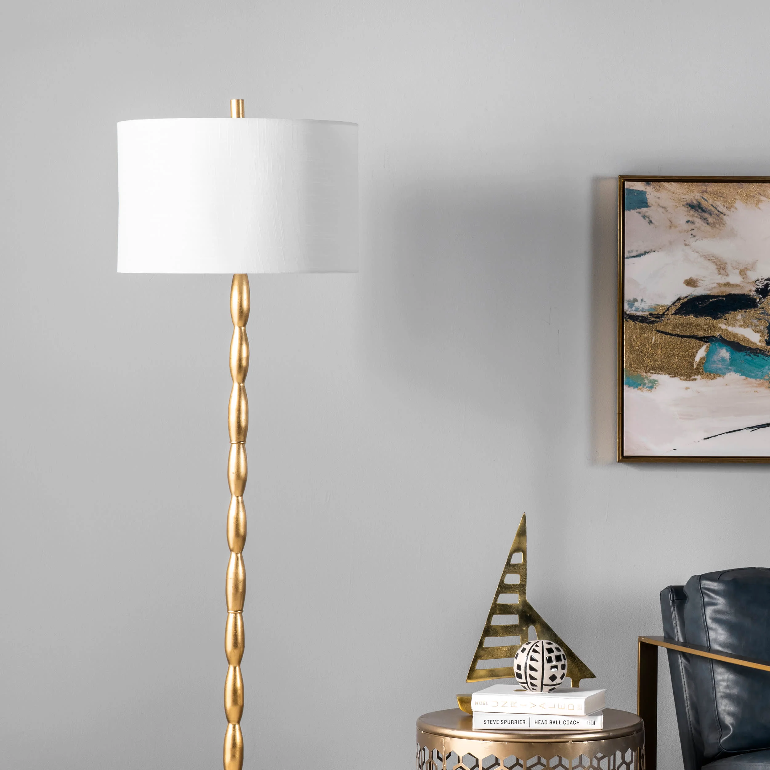 65-inch Rippled Iron Staff Floor Lamp | Brass - Image 4