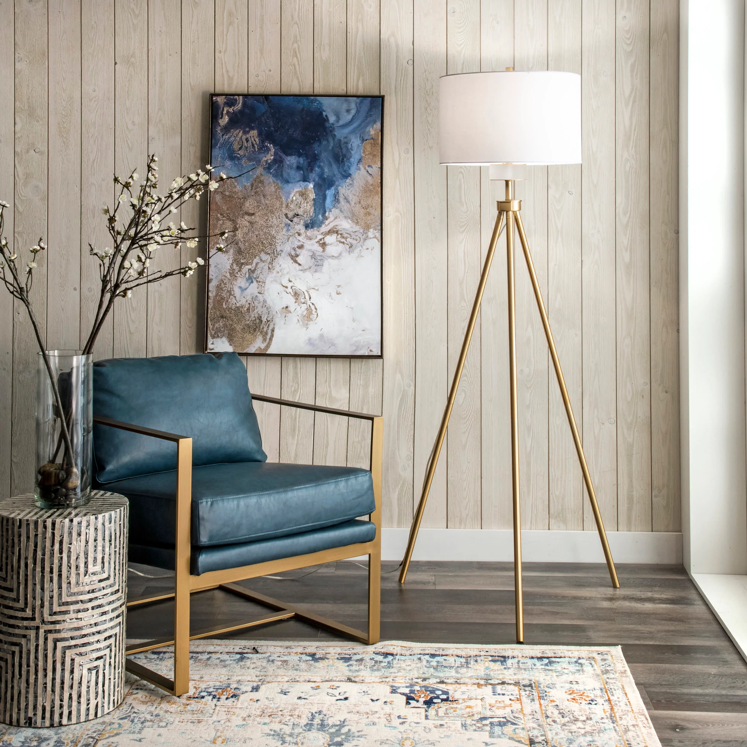 66-inch Simple Metal Tripod Floor Lamp | Gold - Image 2