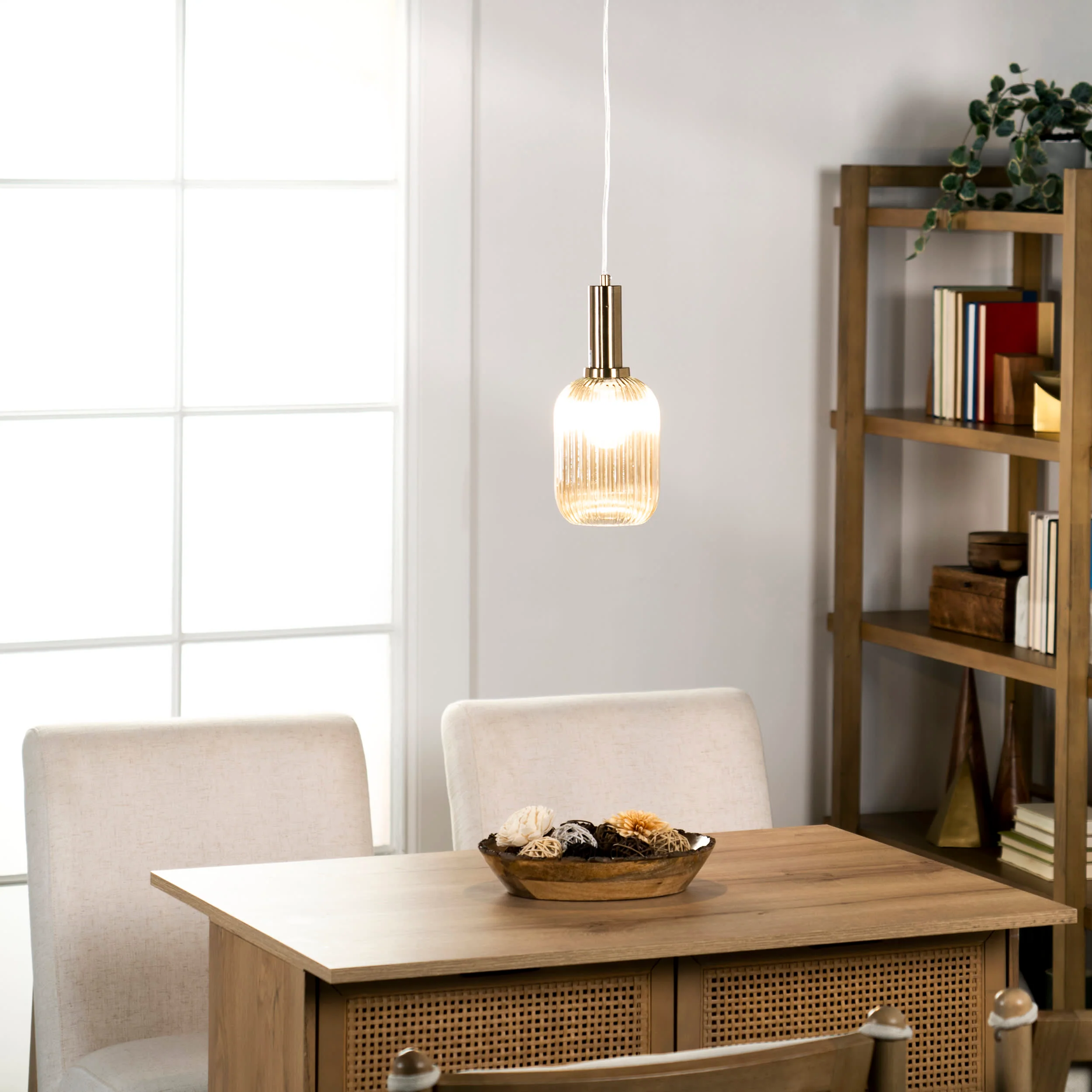 87-inch Glass Steel Tinted Pendant Lamp | Gold - Image 2