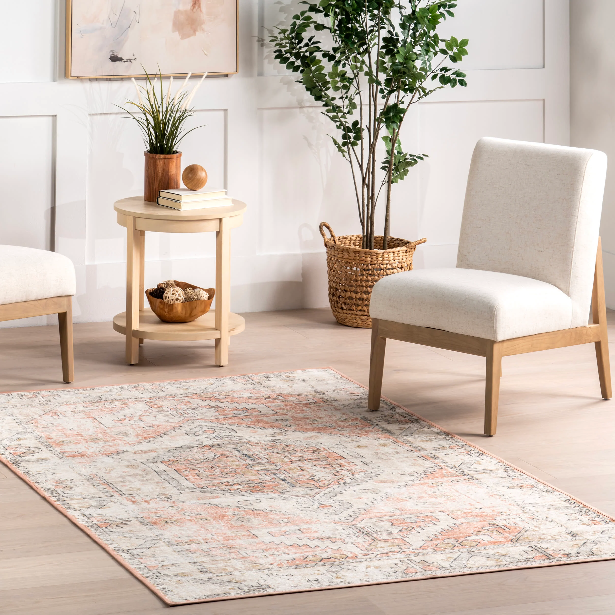 Aarti Medallion Washable Rug | Ivory - Image 2