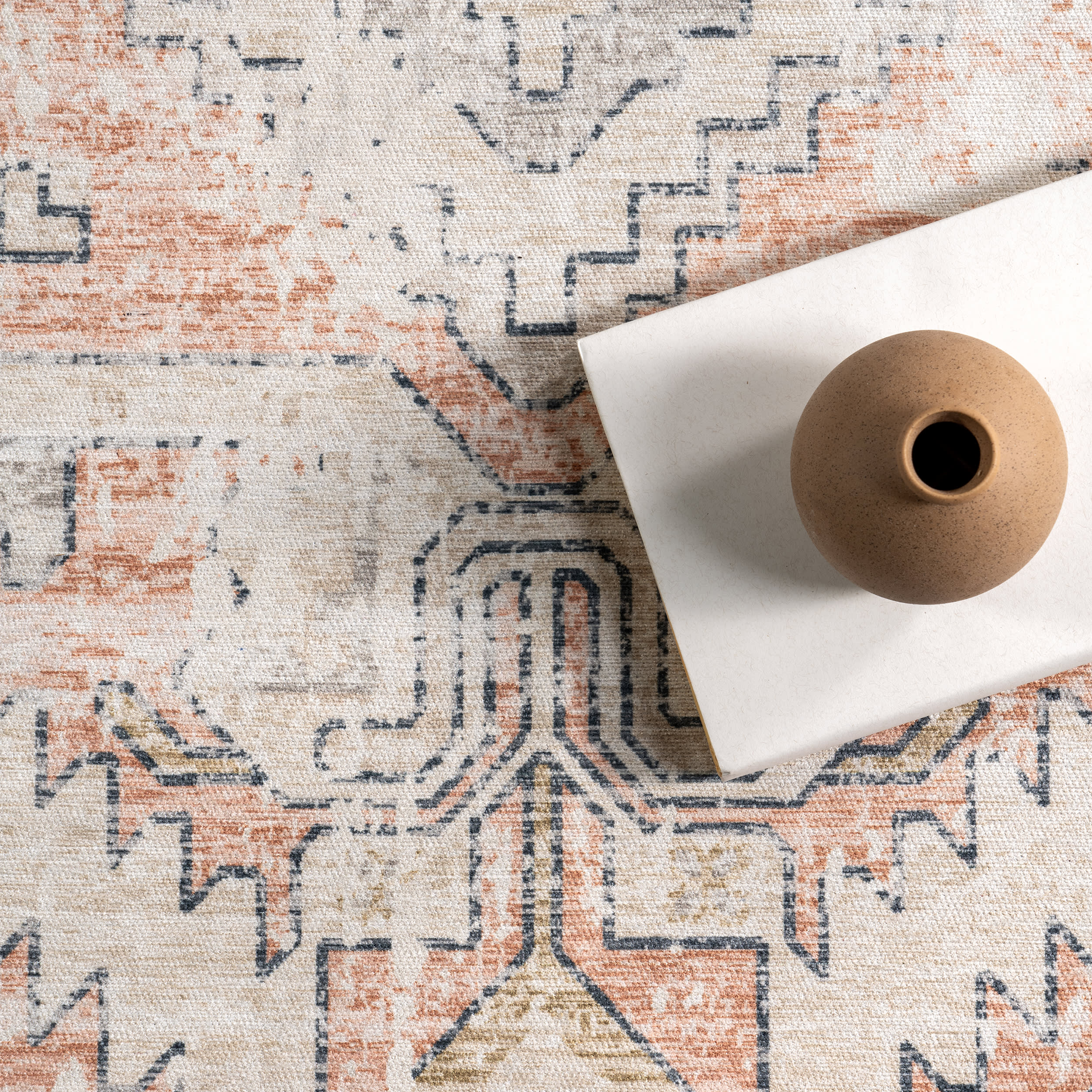 Aarti Medallion Washable Rug | Ivory - Image 7
