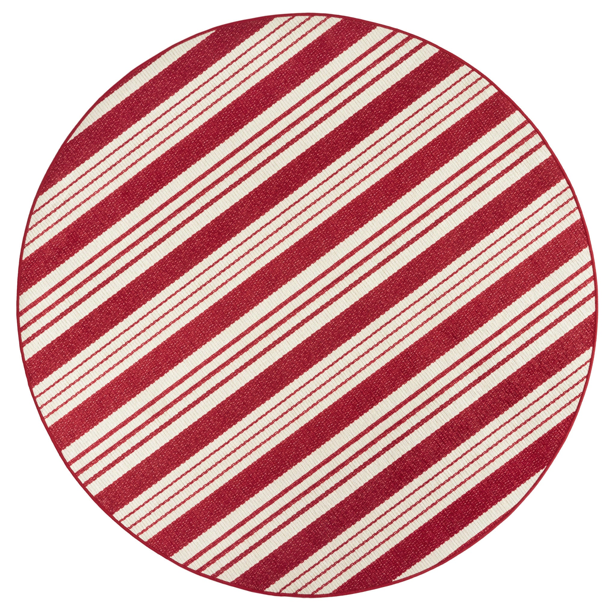 Abby Ticking Machine Washable Rug | Red - Image 3