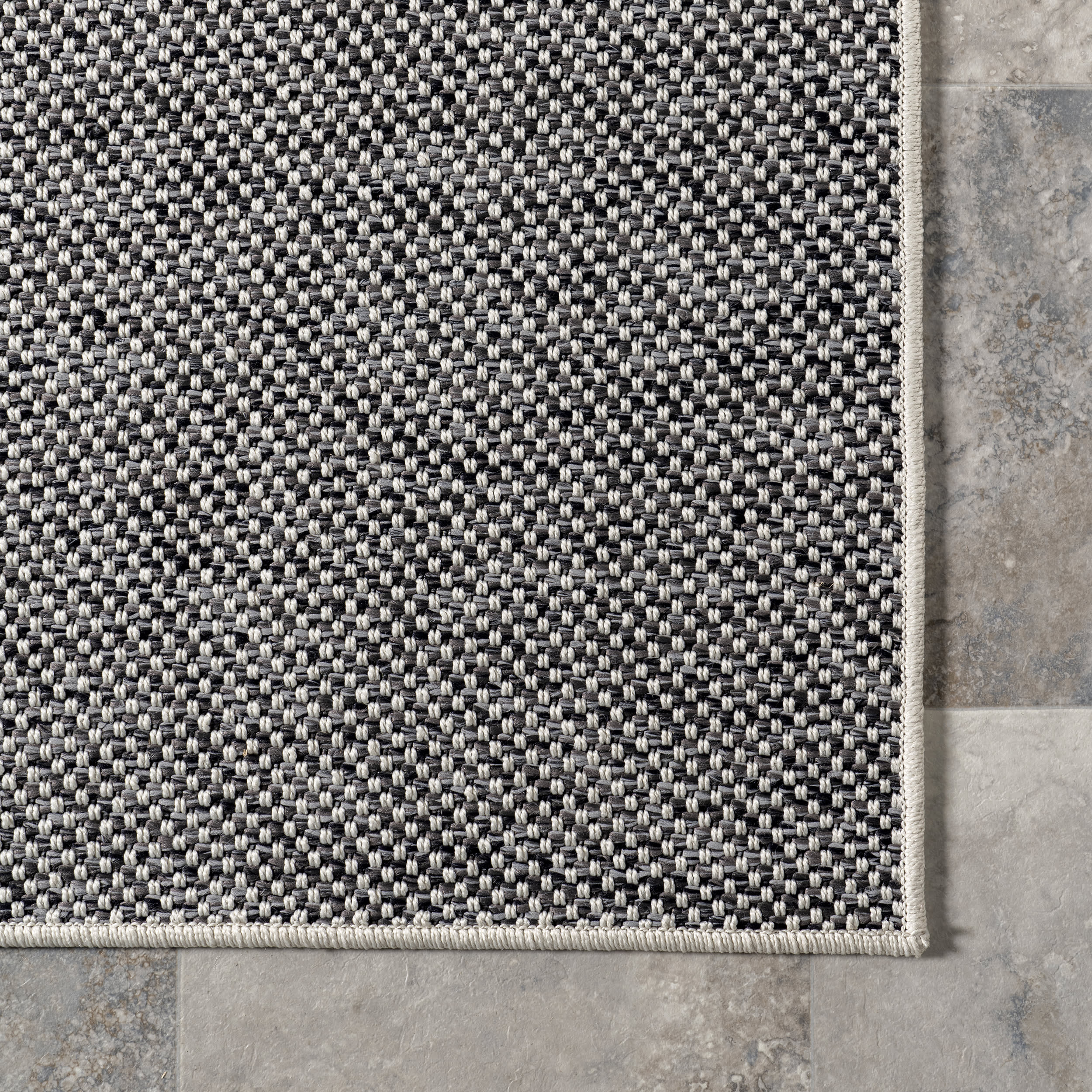 Abbye Layered Geometric Indoor/Outdoor Rug | Grey - Image 3