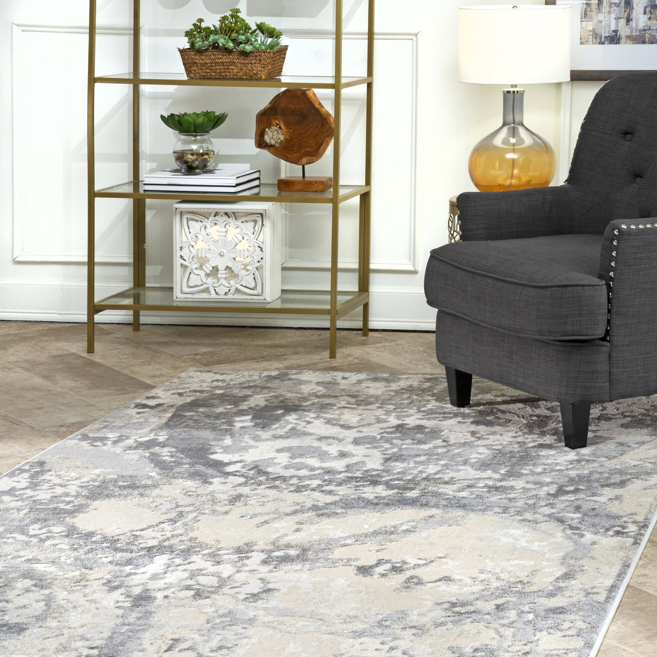 Abstract Bubbles Rug | Grey - Image 2
