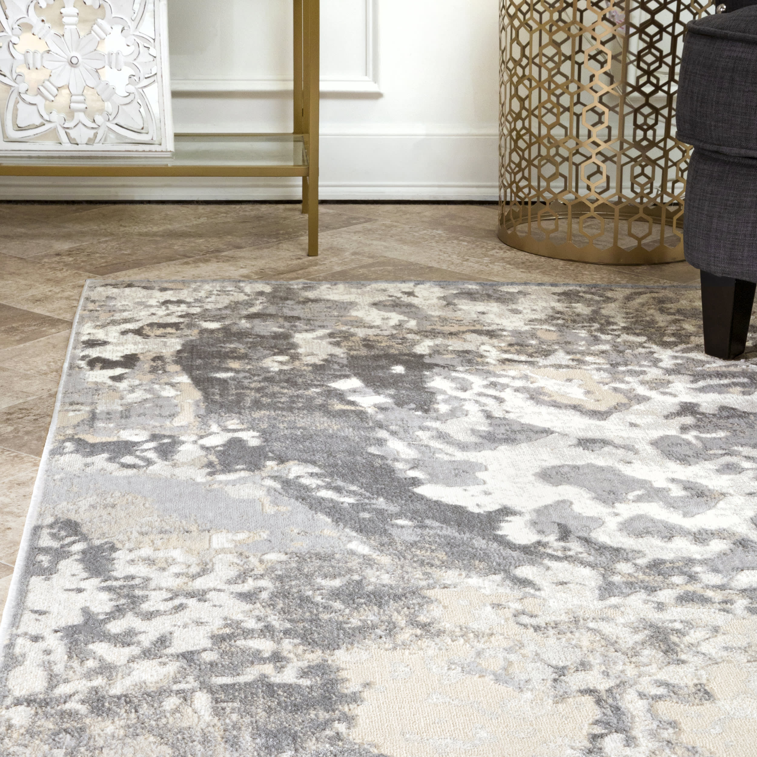 Abstract Bubbles Rug | Grey - Image 4