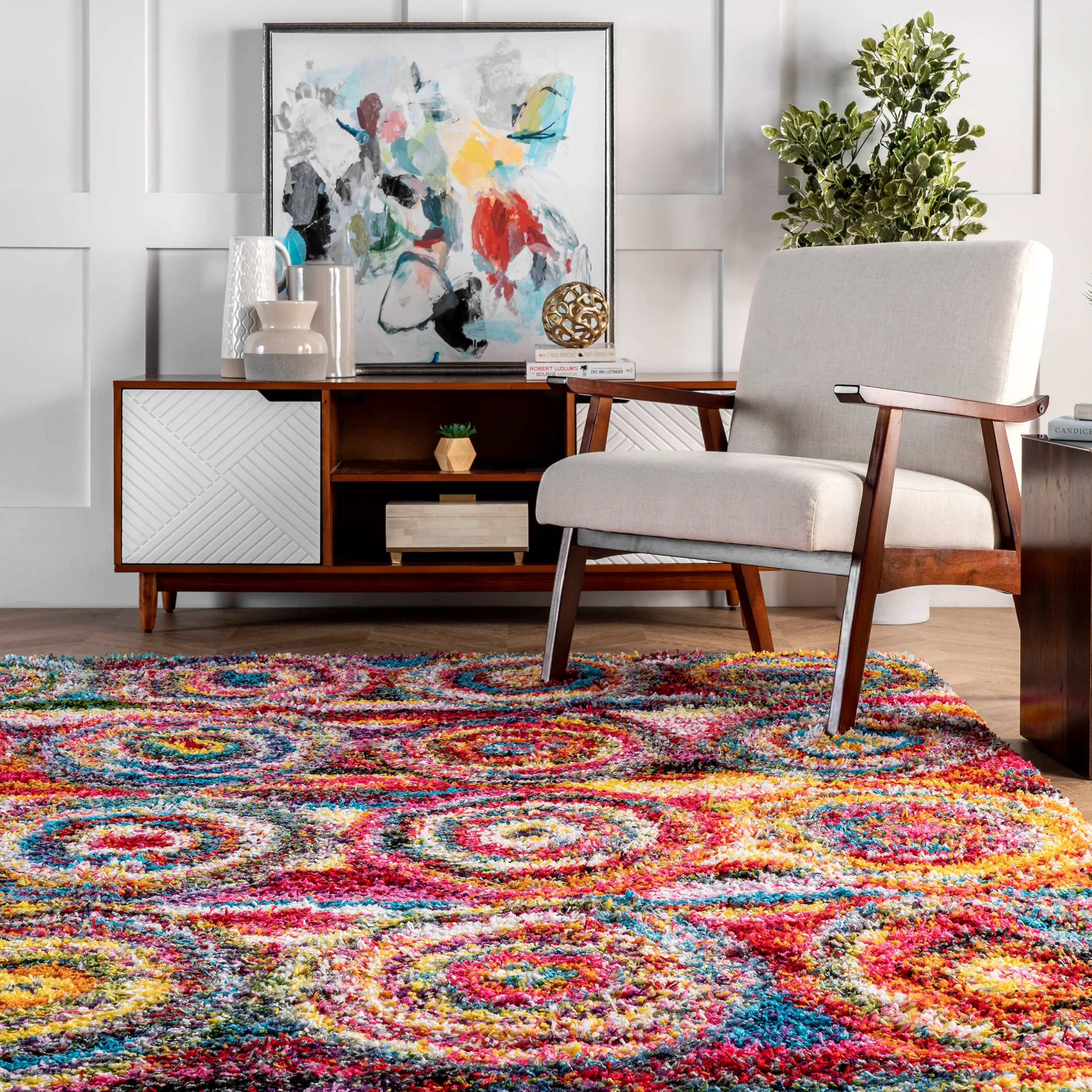 Abstract Circles Rug | Multicolor - Image 4