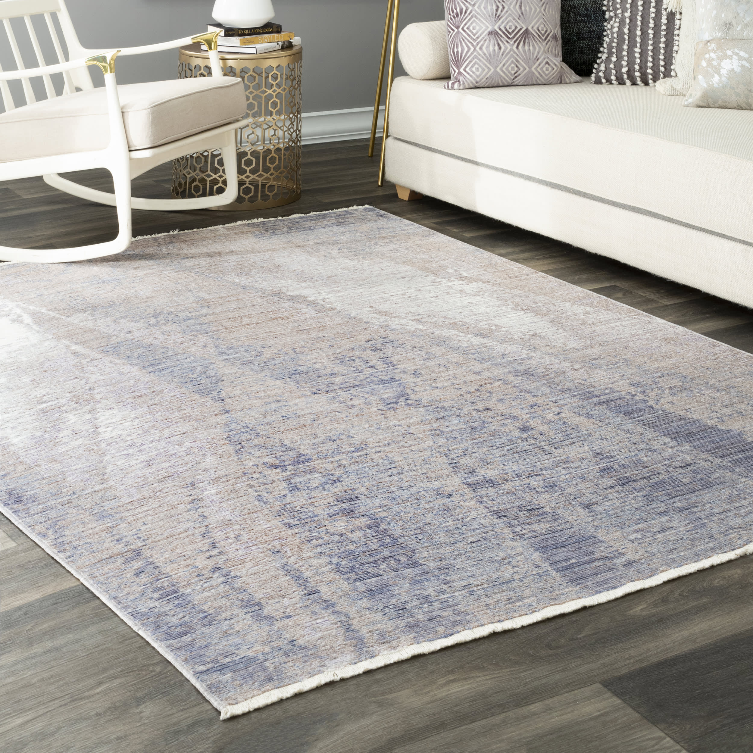 Abstract Dream Fringe Rug | Silver - Image 2