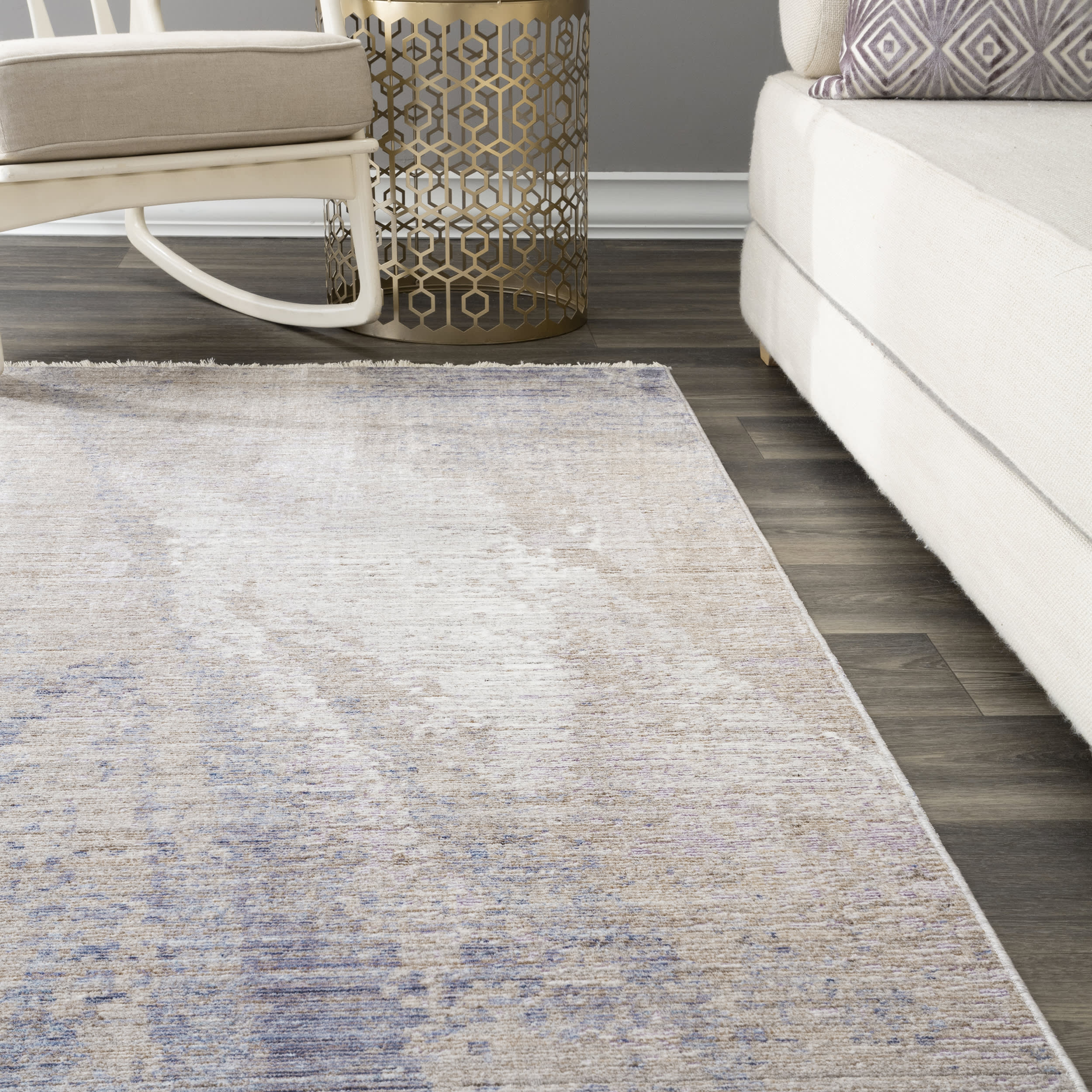 Abstract Dream Fringe Rug | Silver - Image 4