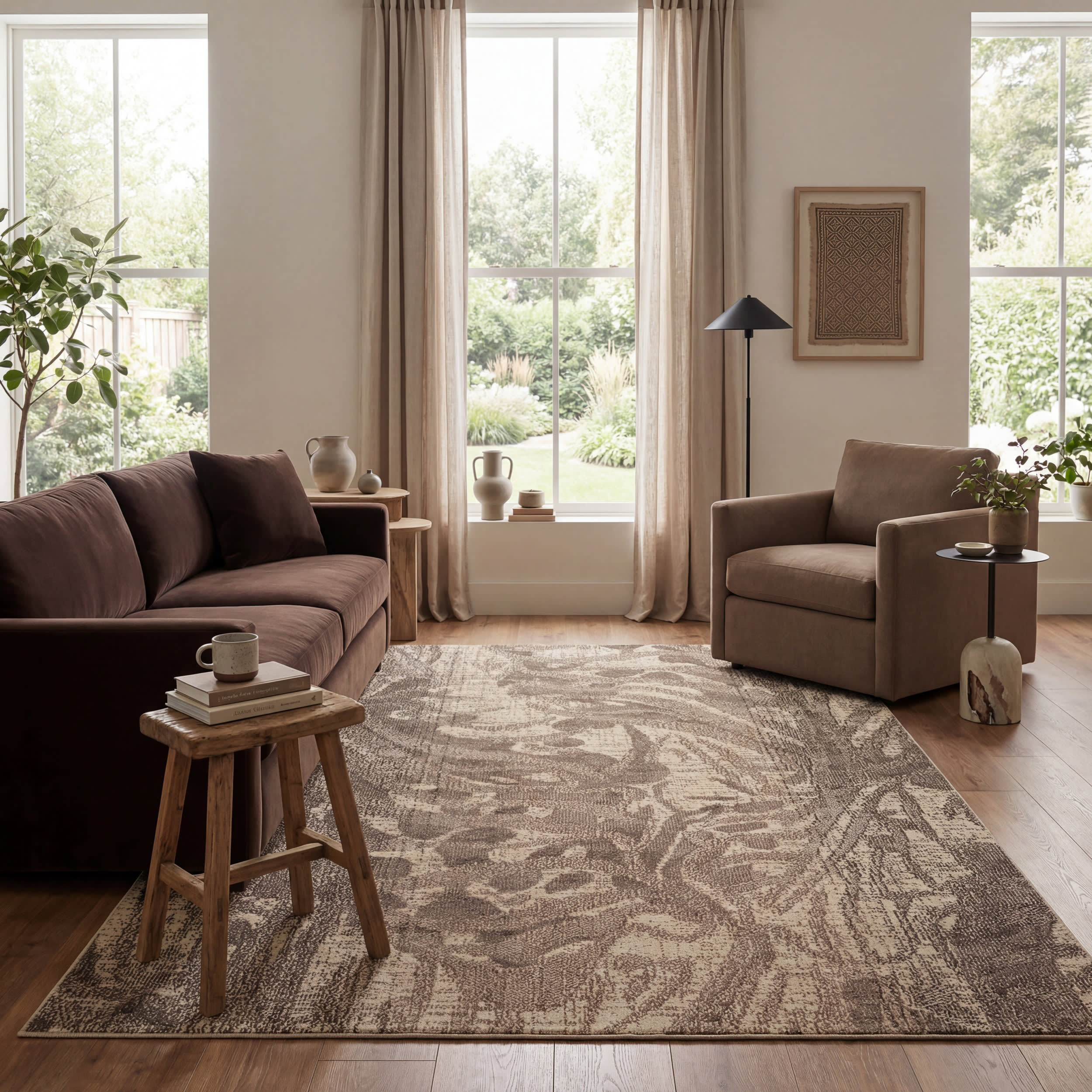 Abstract Floral Rug | Grey - Image 2