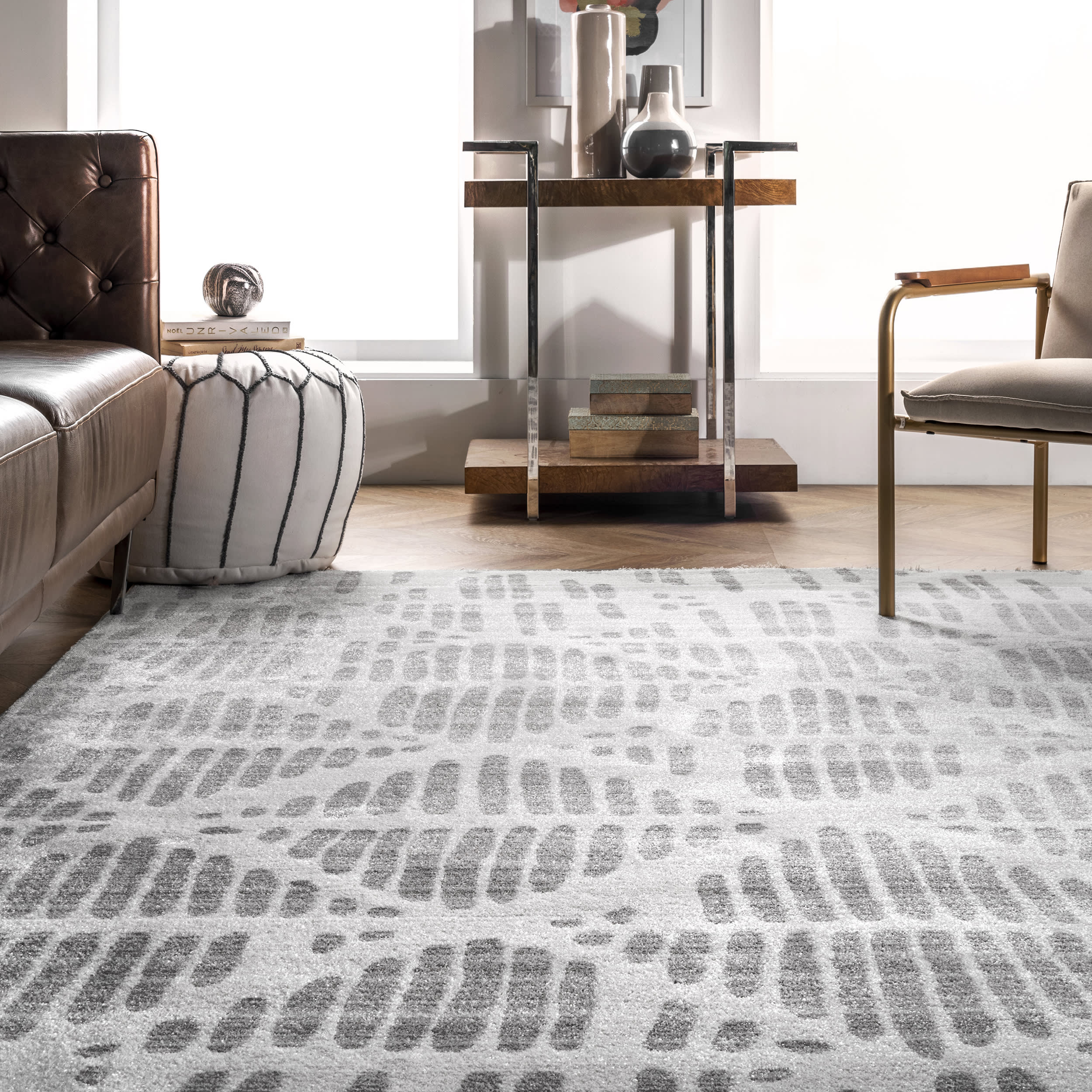 Abstract Lattice Rug | Light Grey - Image 4