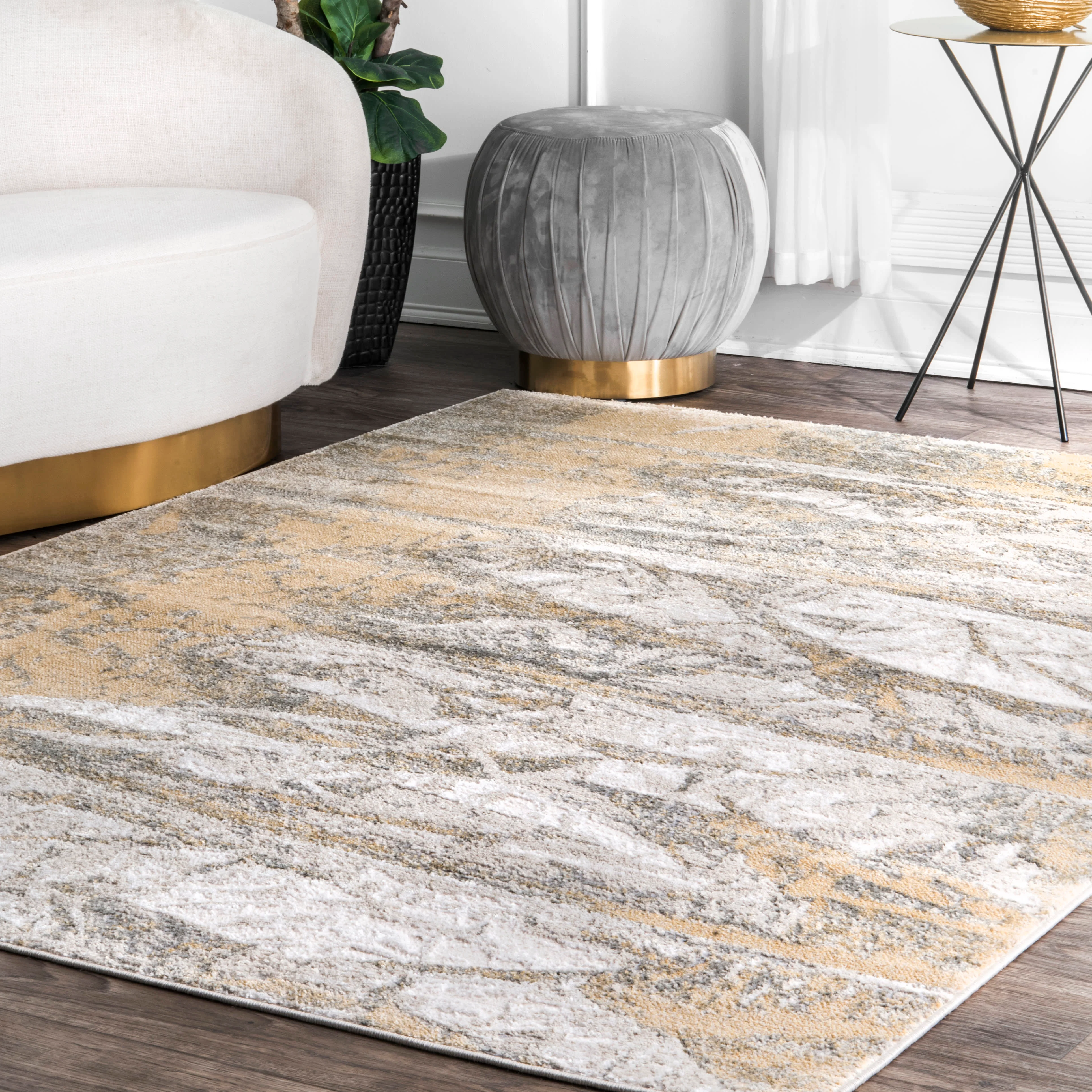 Abstract Mural Rug | Gold - Image 2