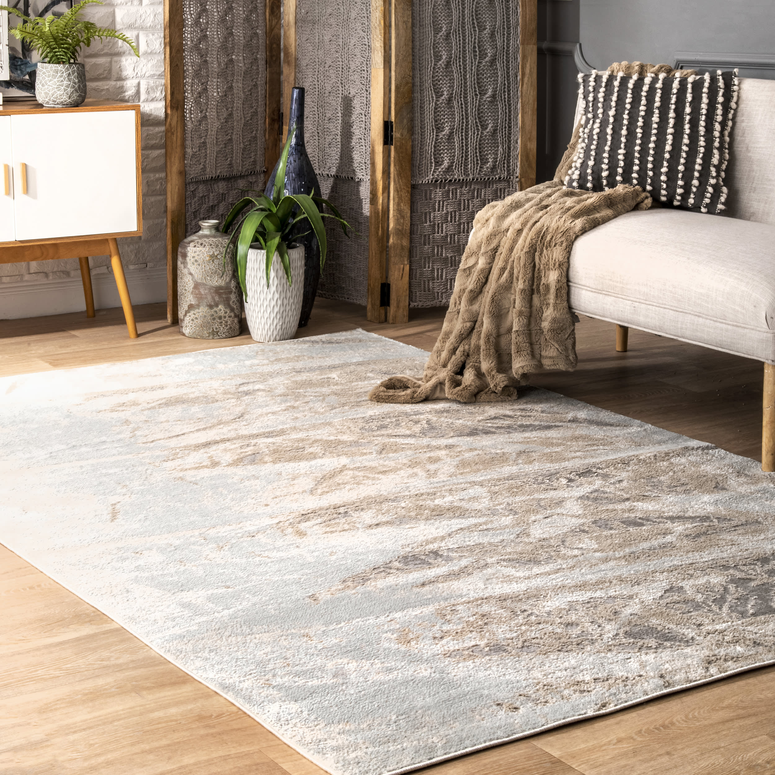 Abstract Mural Rug | Silver - Image 2