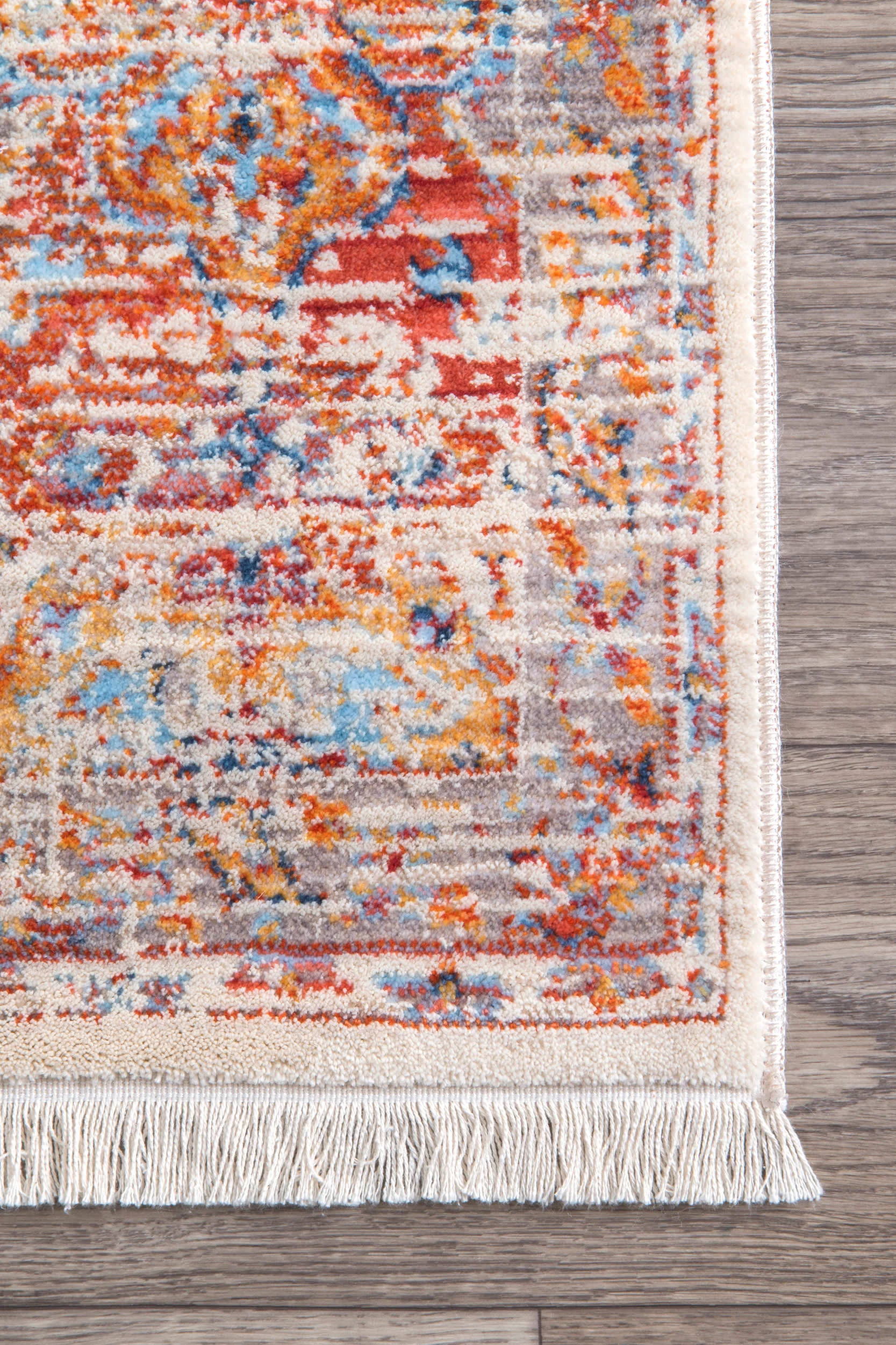 Abstract Ornamental Fringe Rug | Red - Image 3