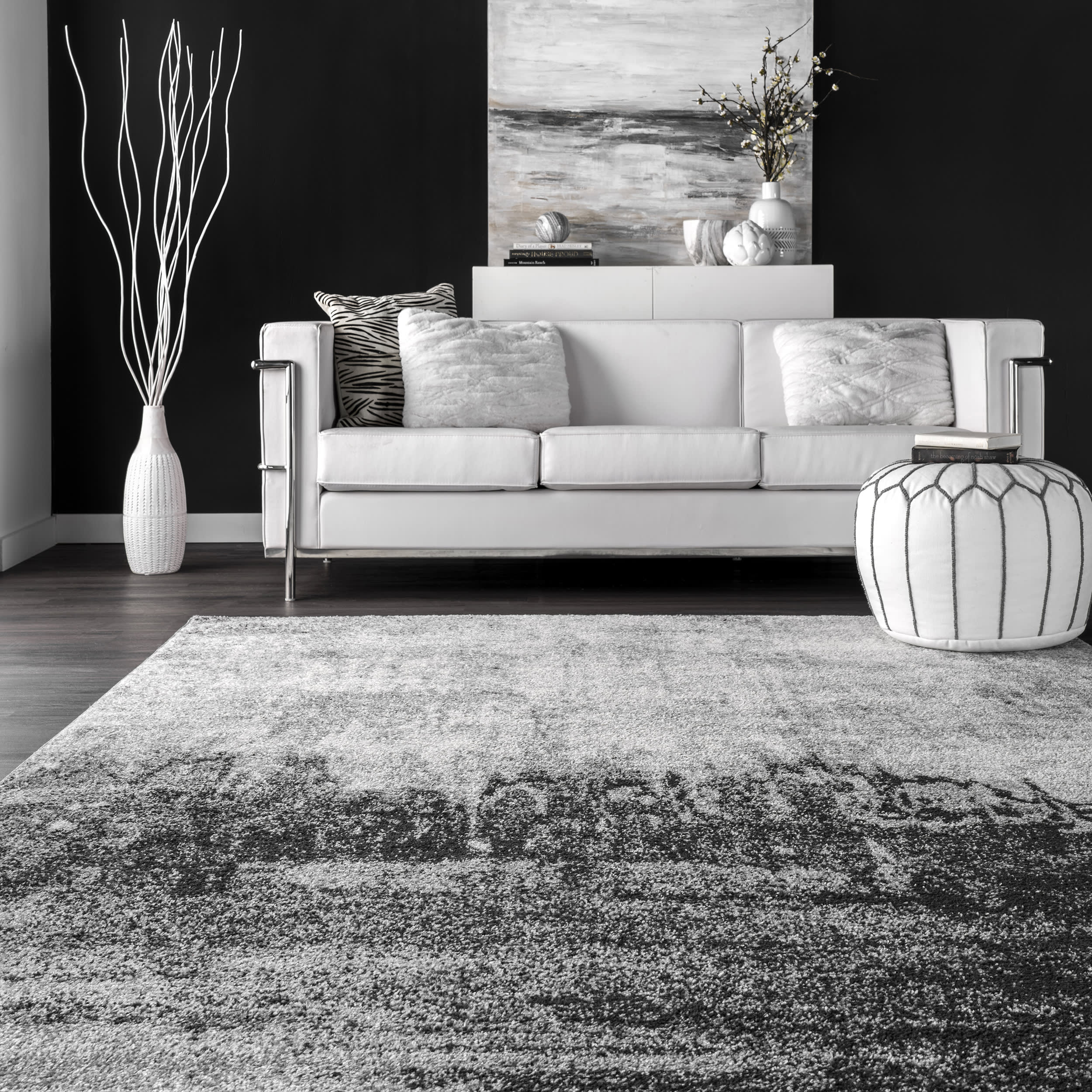 Abstract Rainfall Rug | Black - Image 4