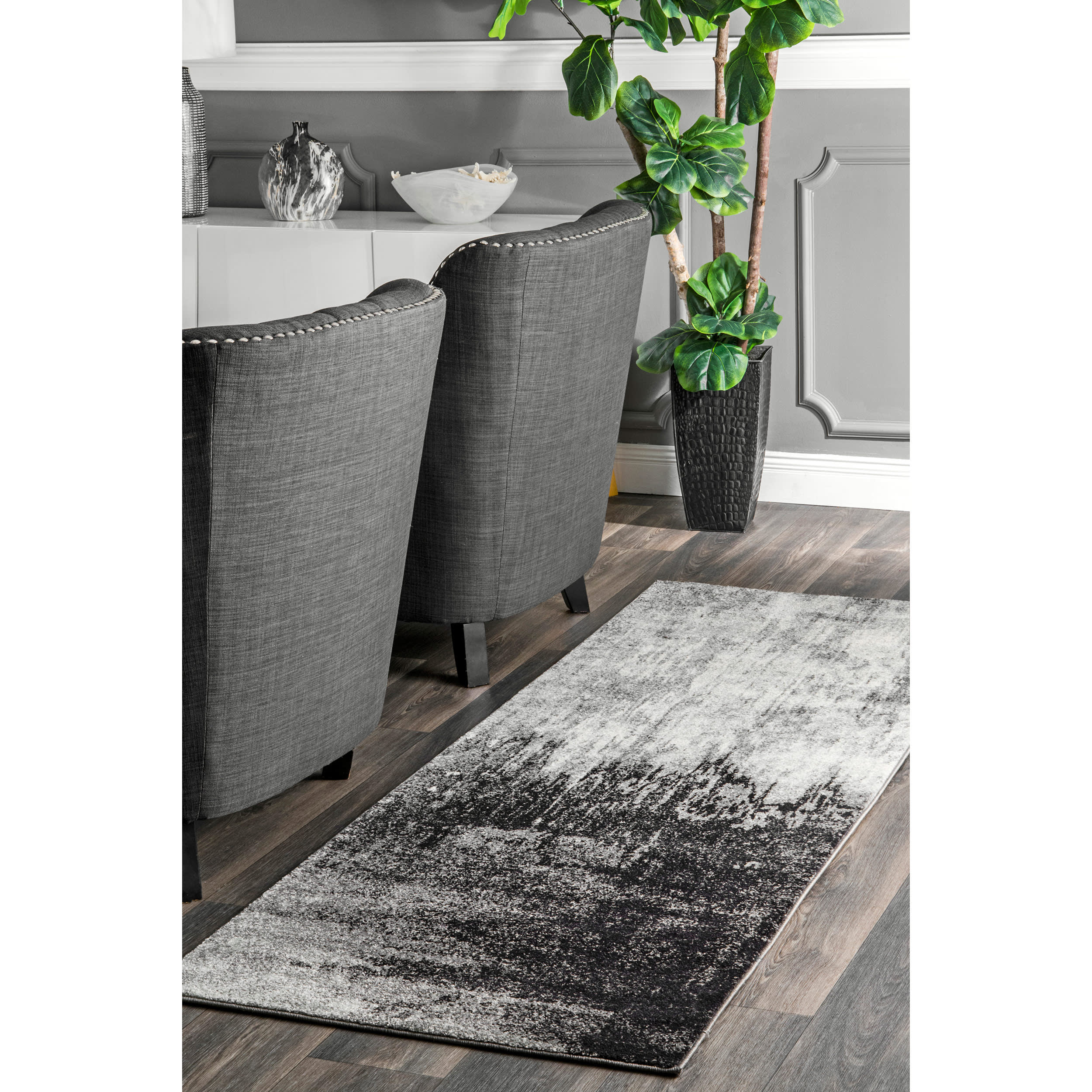 Abstract Rainfall Rug | Black - Image 2