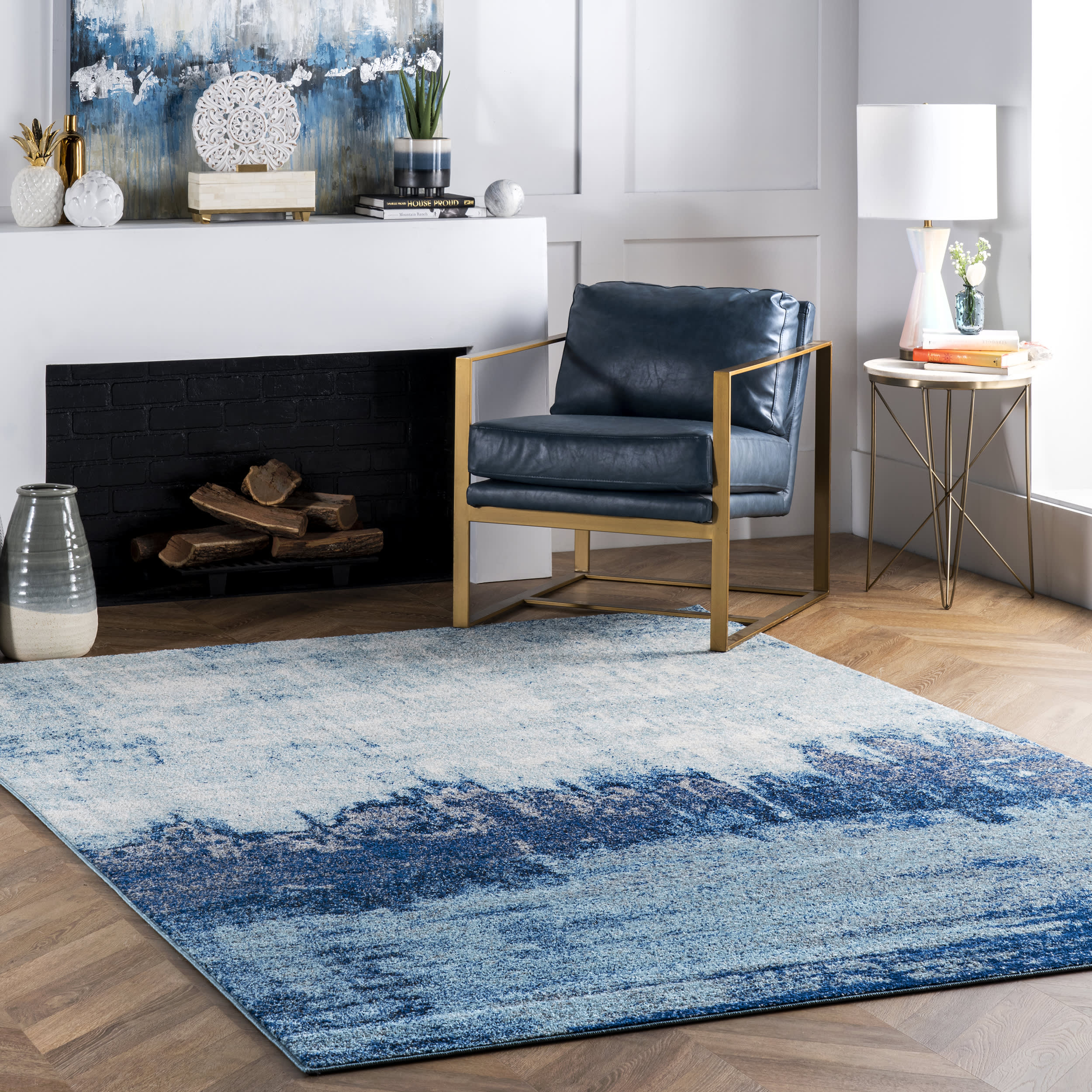 Abstract Rainfall Rug | Blue - Image 2