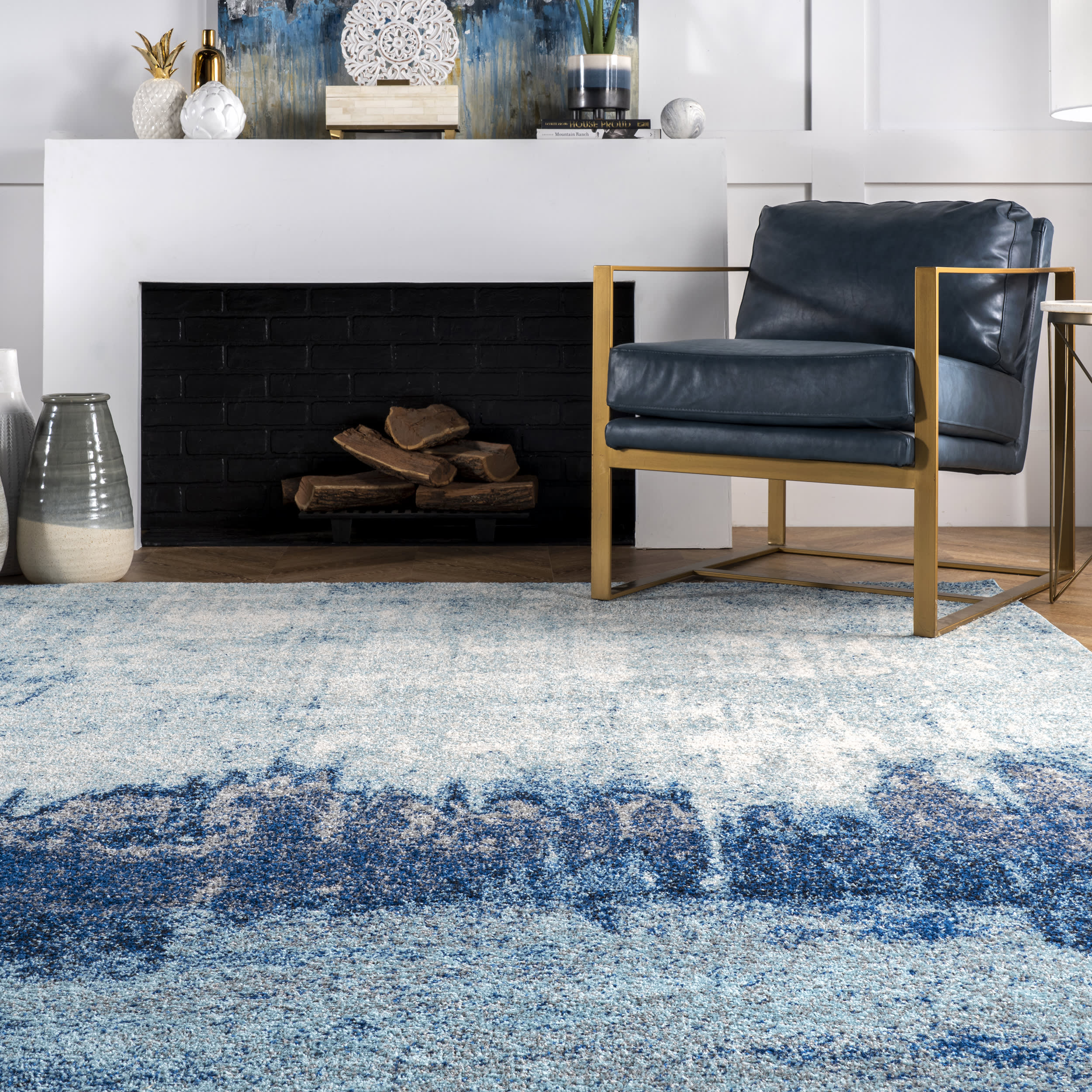 Abstract Rainfall Rug | Blue - Image 4