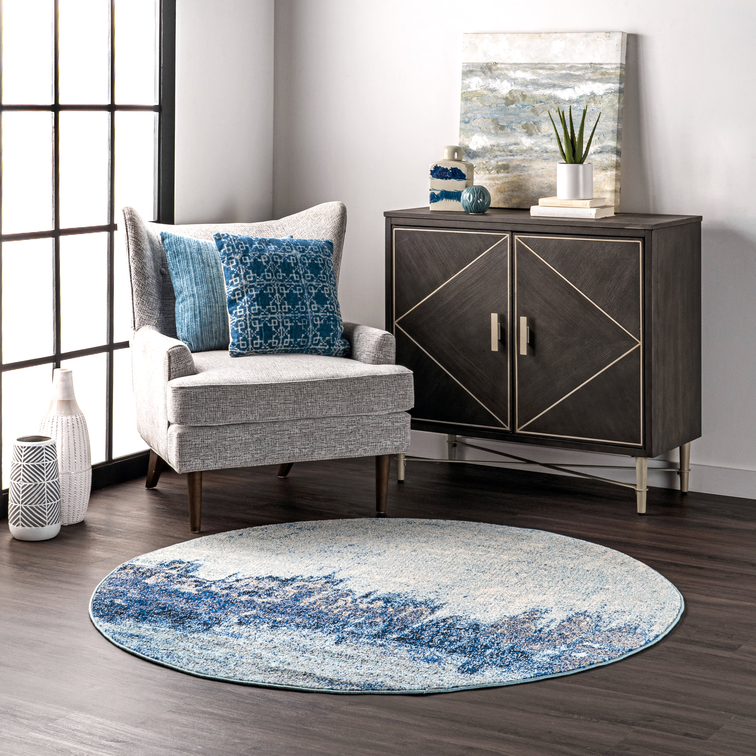 Abstract Rainfall Rug | Blue - Image 2