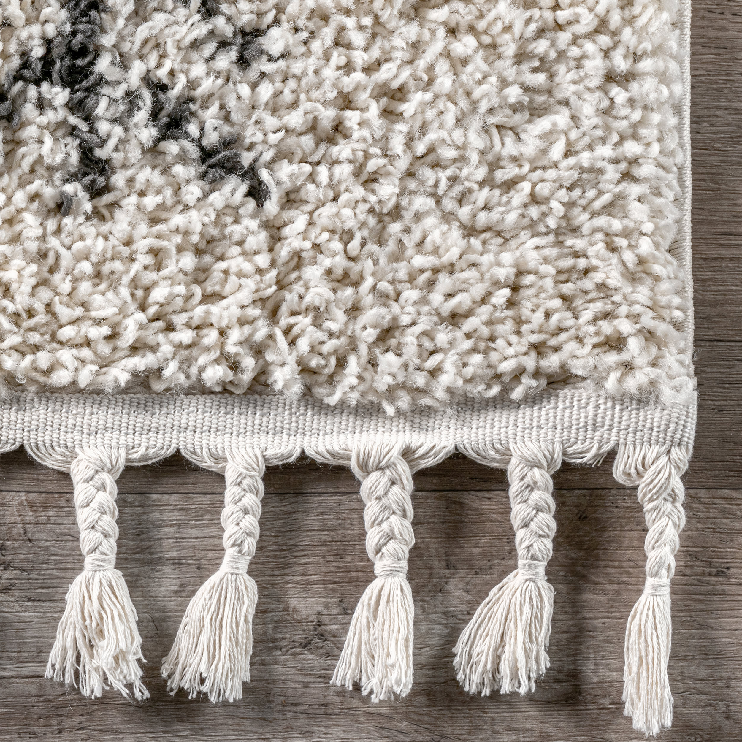Abstract Tasseled Rug | Off White - Image 3