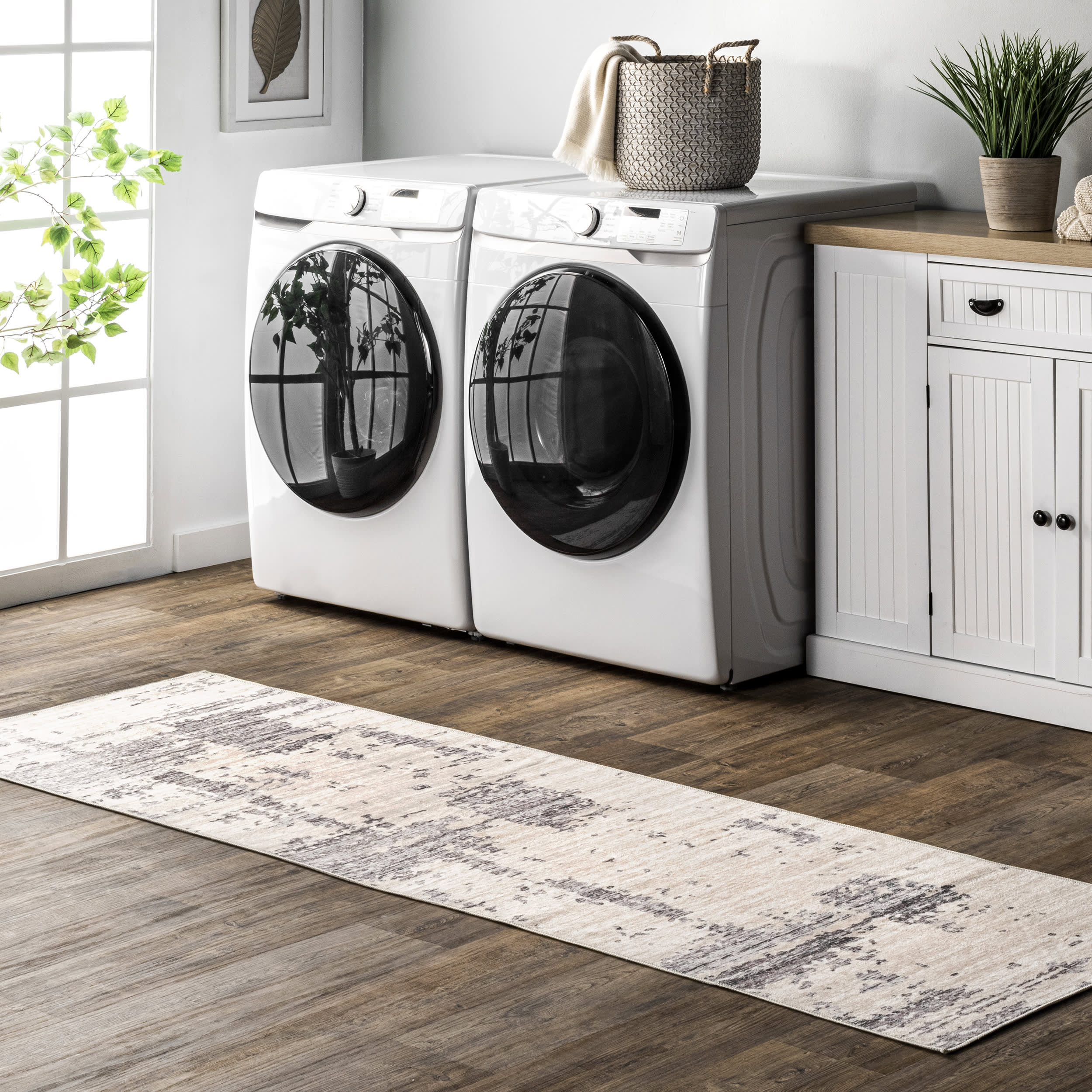 Abstract Washable Rug | Grey - Image 2