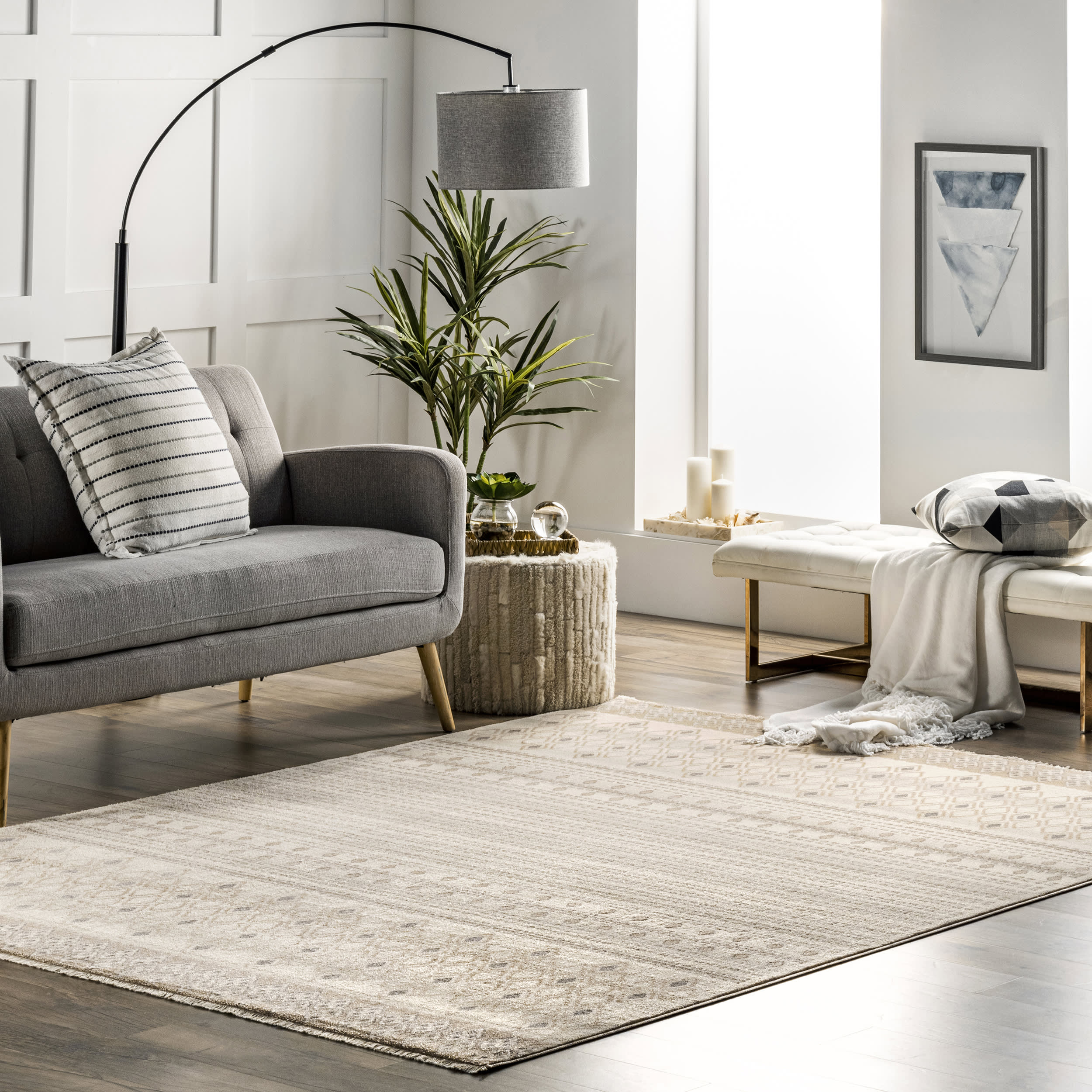 Adaline Vintage Mosaic Rug | Beige - Image 2