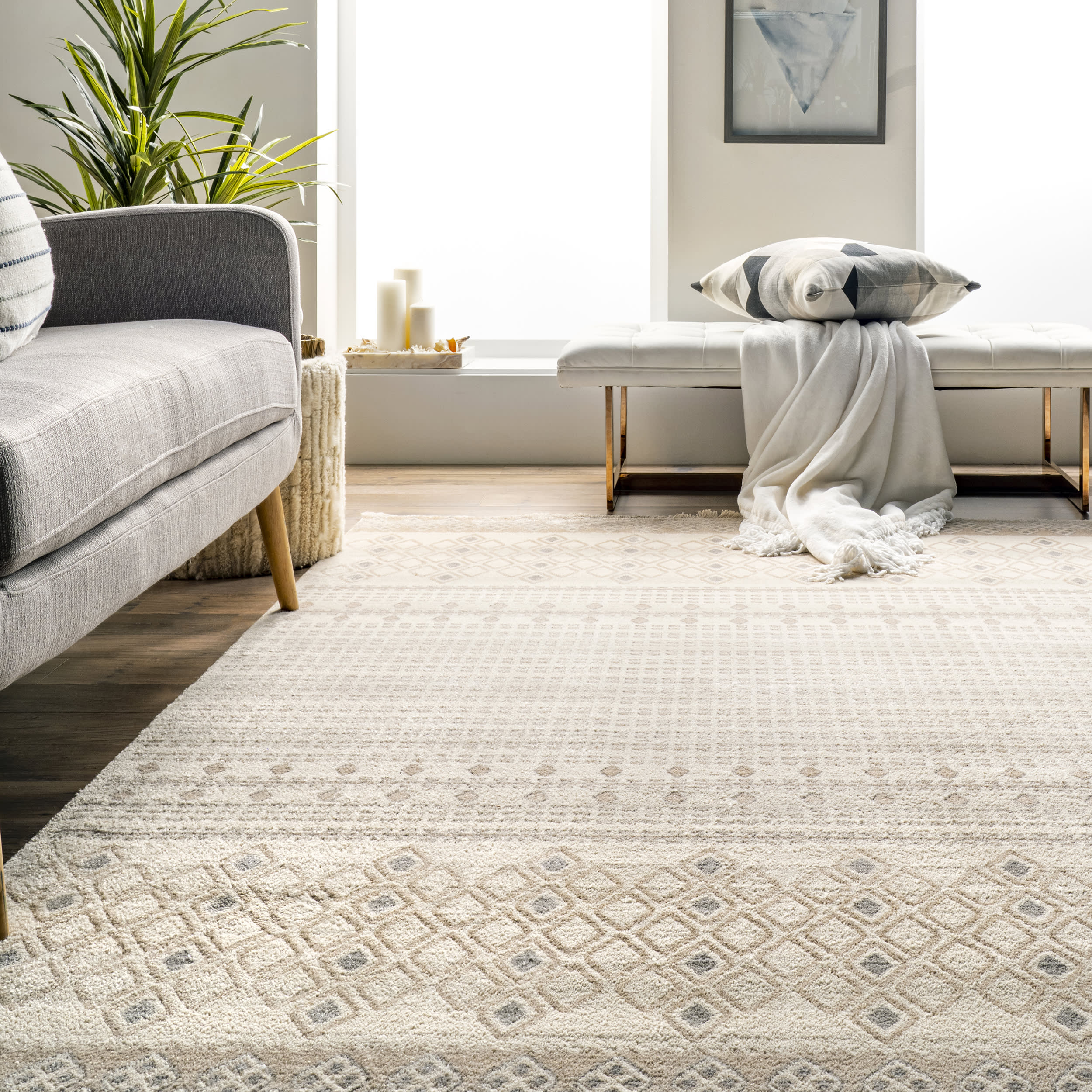 Adaline Vintage Mosaic Rug | Beige - Image 4