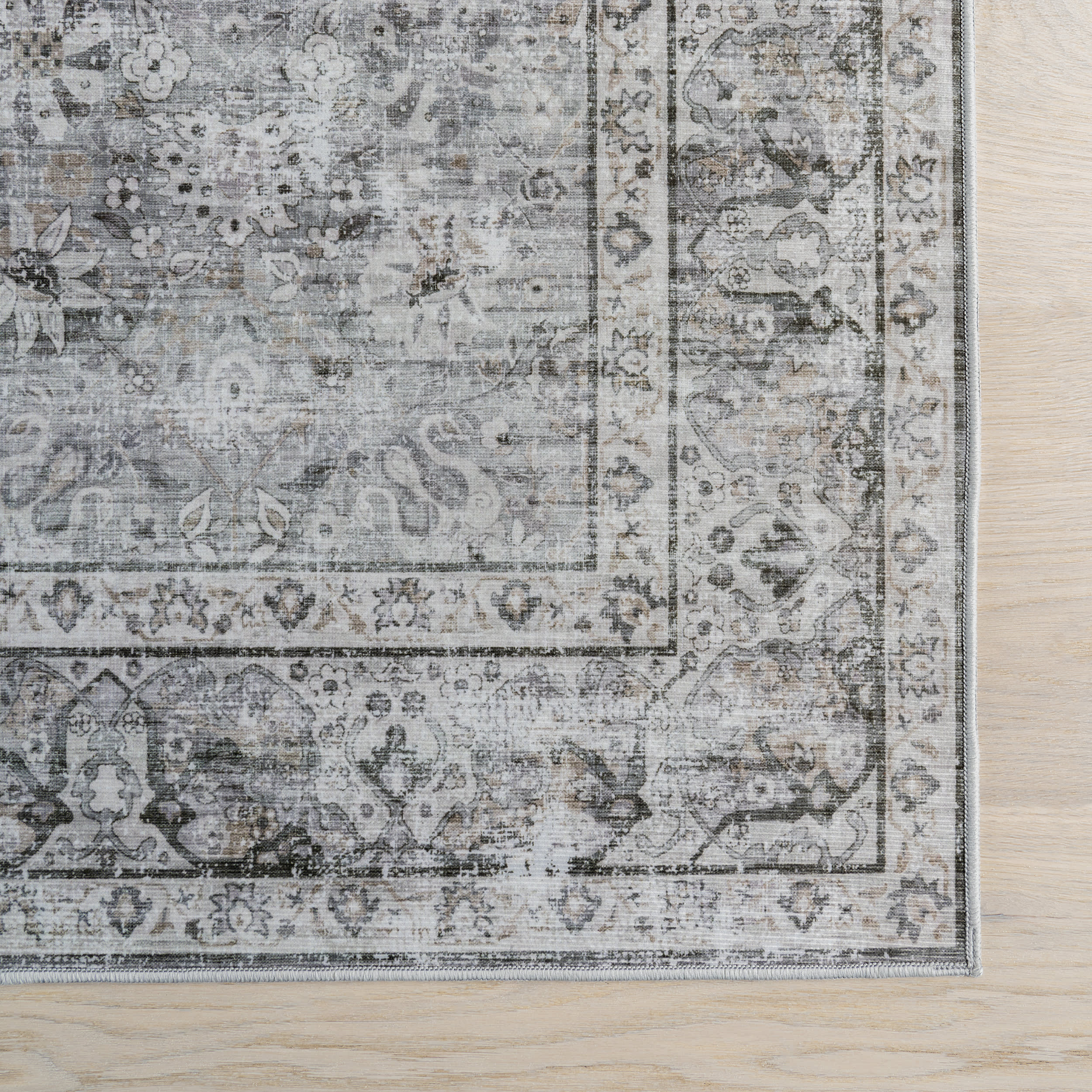 Adams Medallion Washable Rug | Grey - Image 4