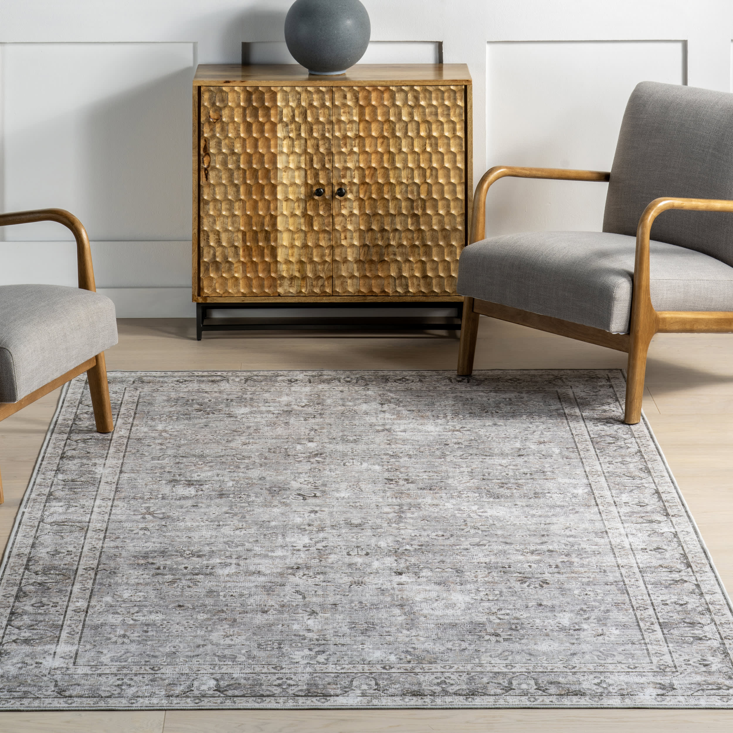 Adams Medallion Washable Rug | Grey - Image 5