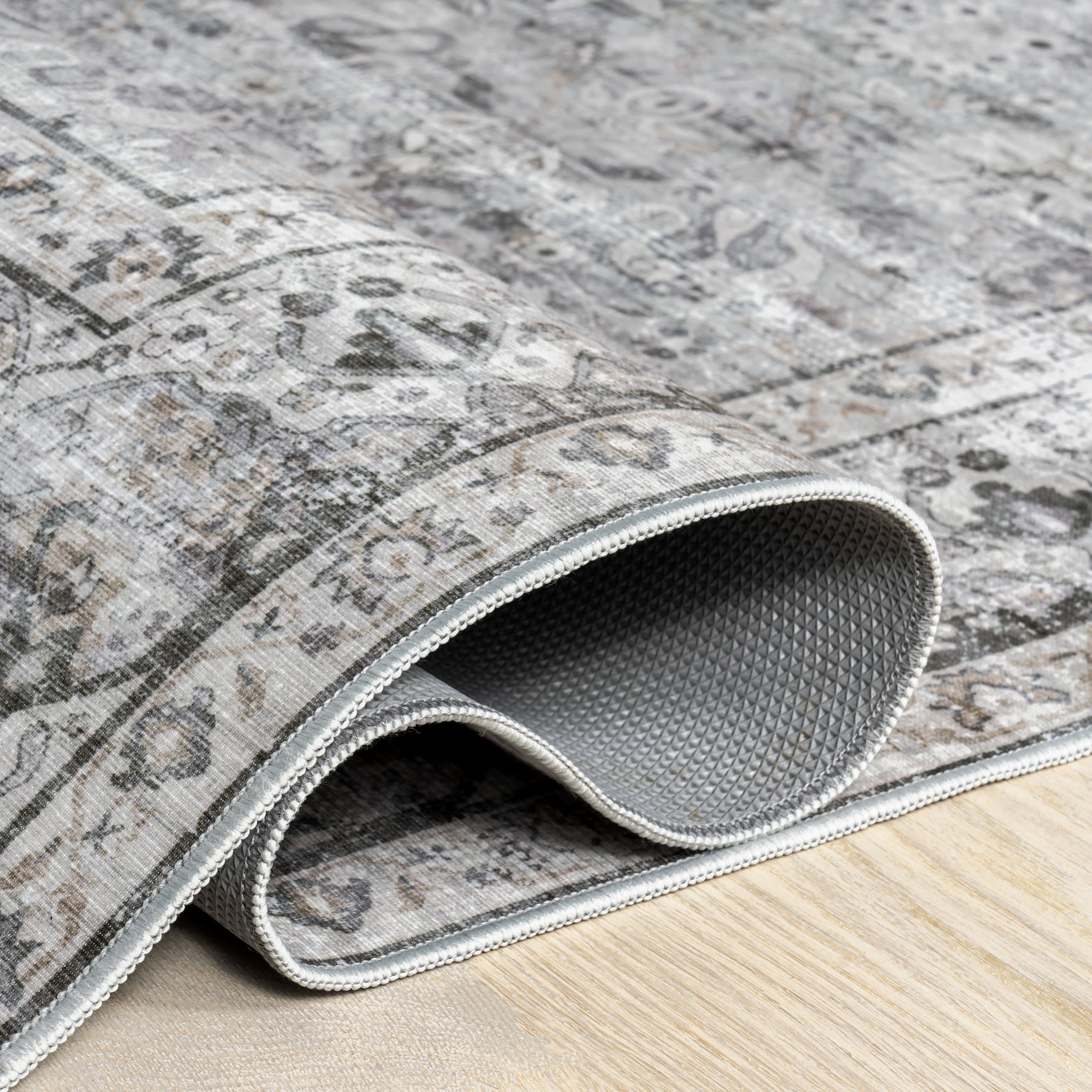 Adams Medallion Washable Rug | Grey - Image 9