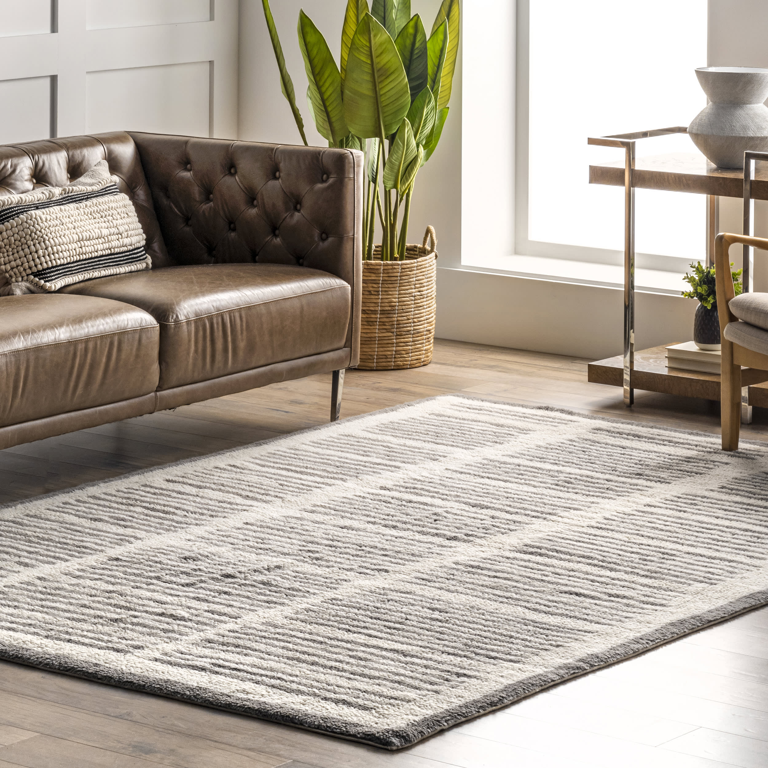 Addison Wool Pinstripe Washable Rug | Ivory - Image 2