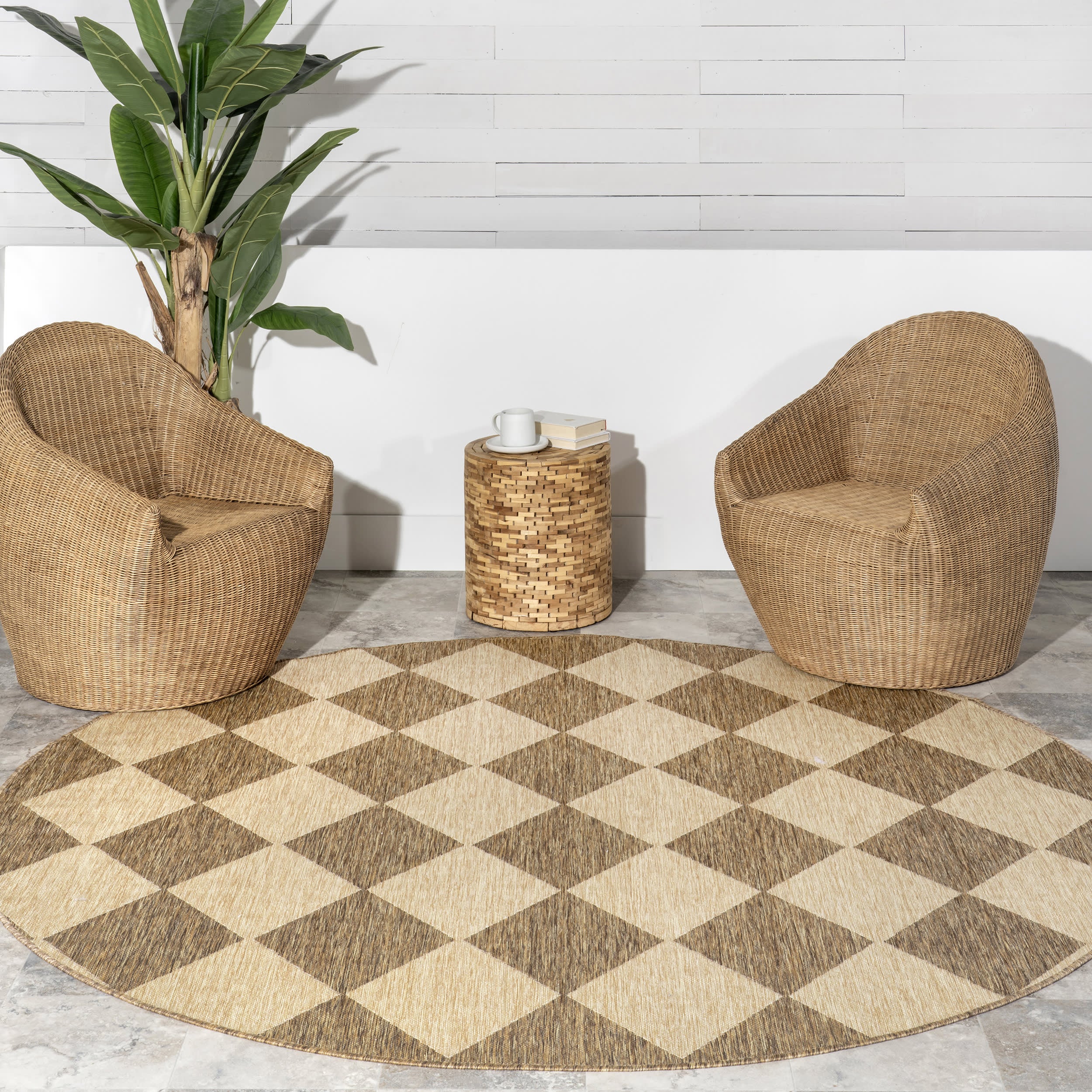 Adelaide Harlequin Indoor/Outdoor Rug | Brown - Image 2