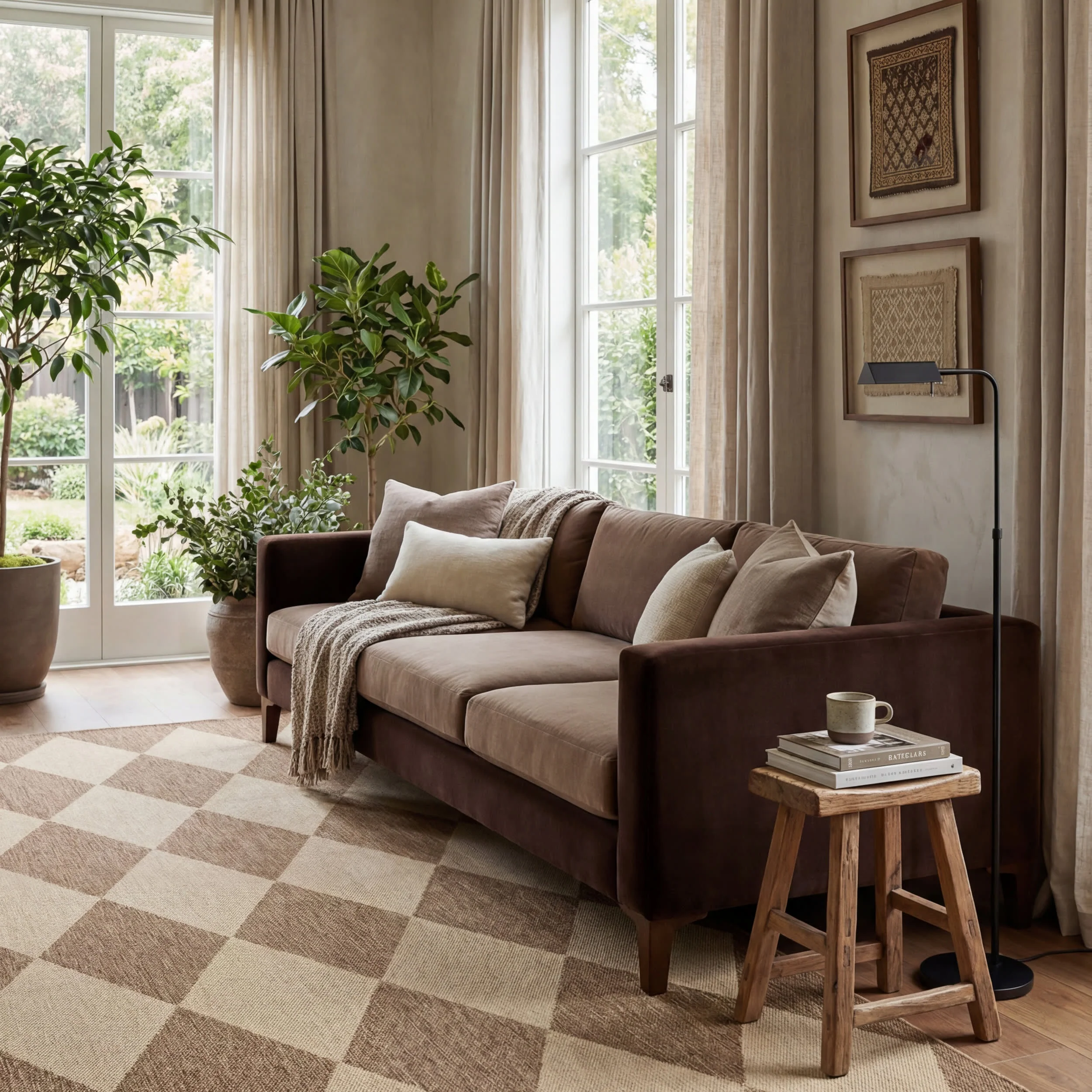 Adelaide Harlequin Indoor/Outdoor Rug | Brown - Image 7