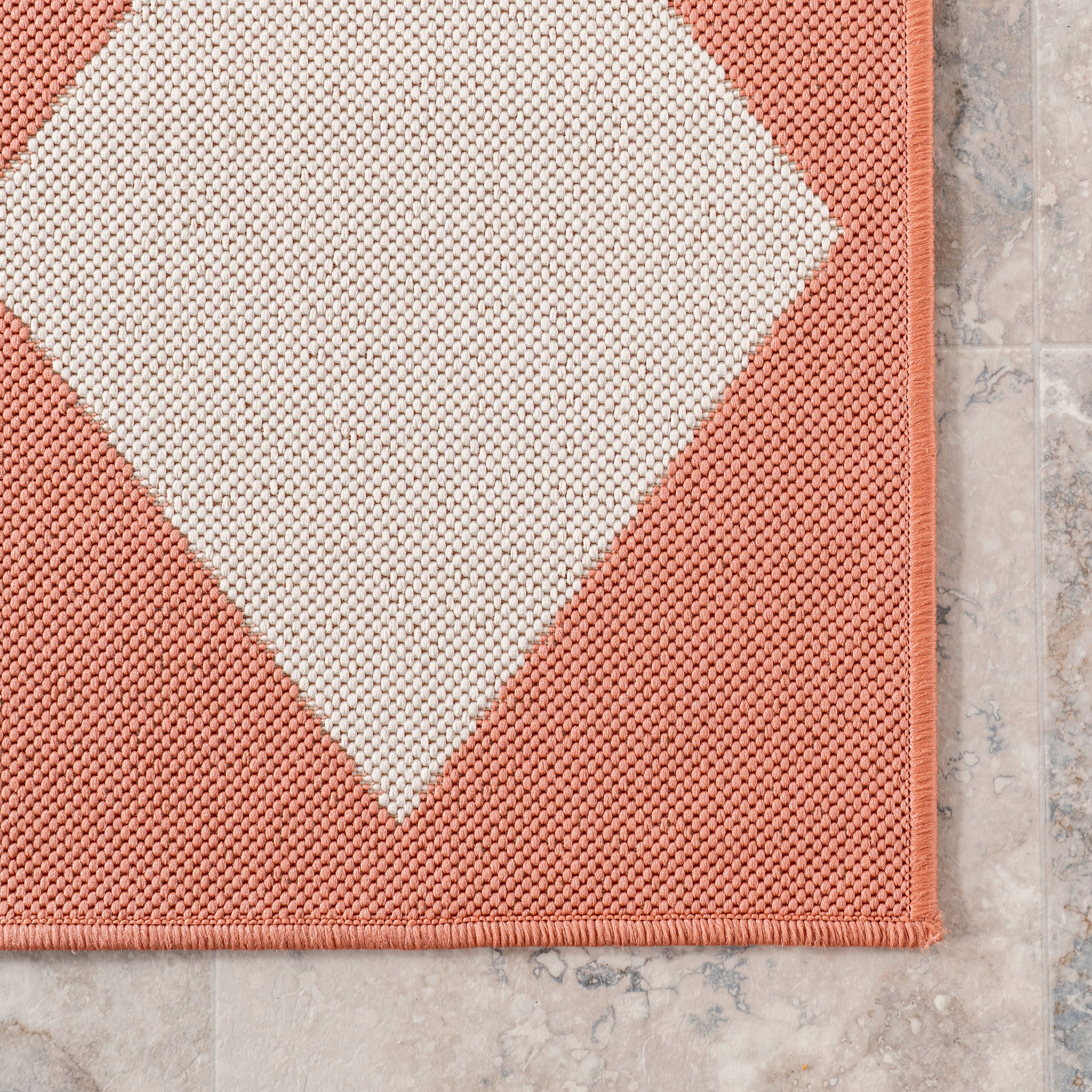 Adelaide Harlequin Indoor/Outdoor Rug | Coral - Image 3