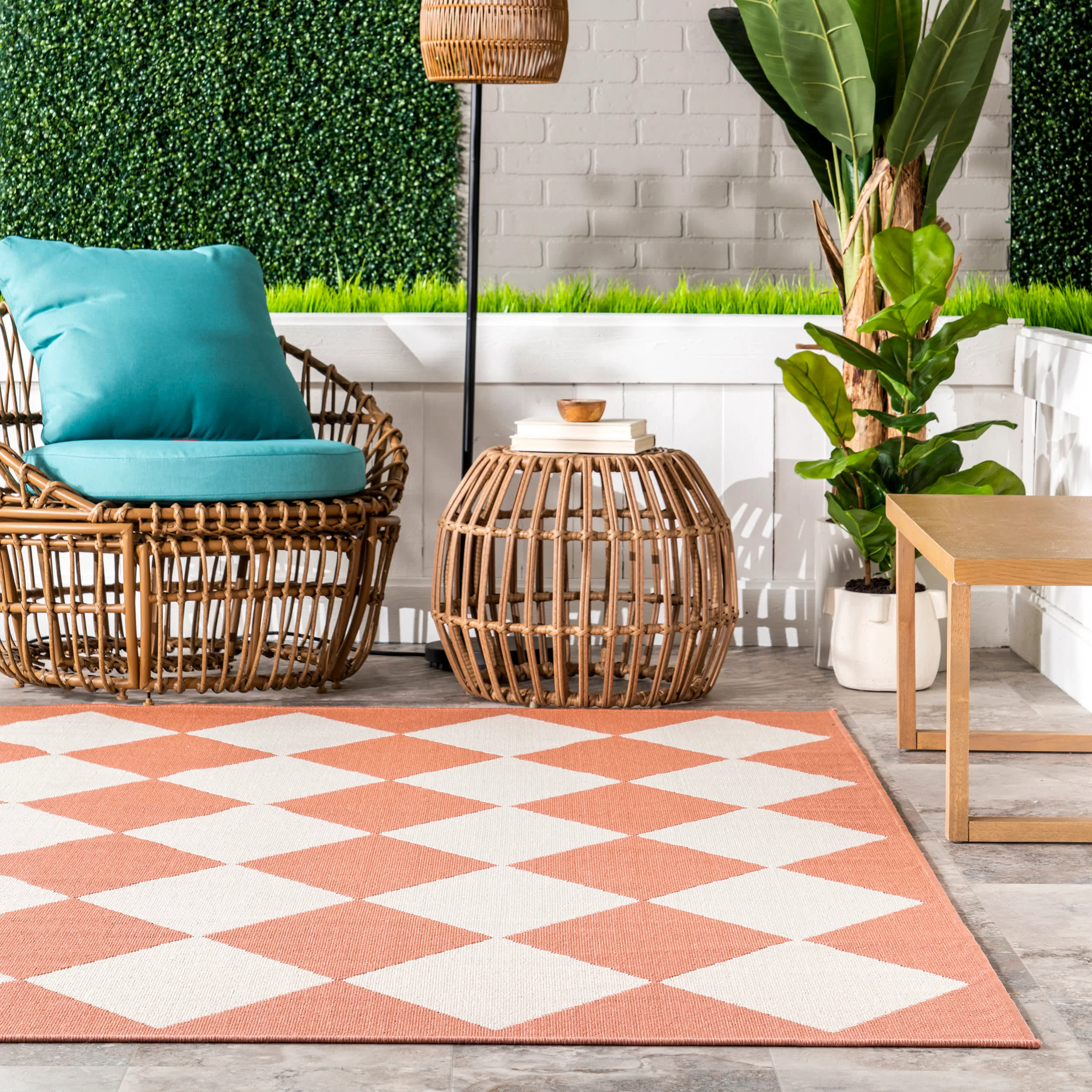 Adelaide Harlequin Indoor/Outdoor Rug | Coral - Image 4