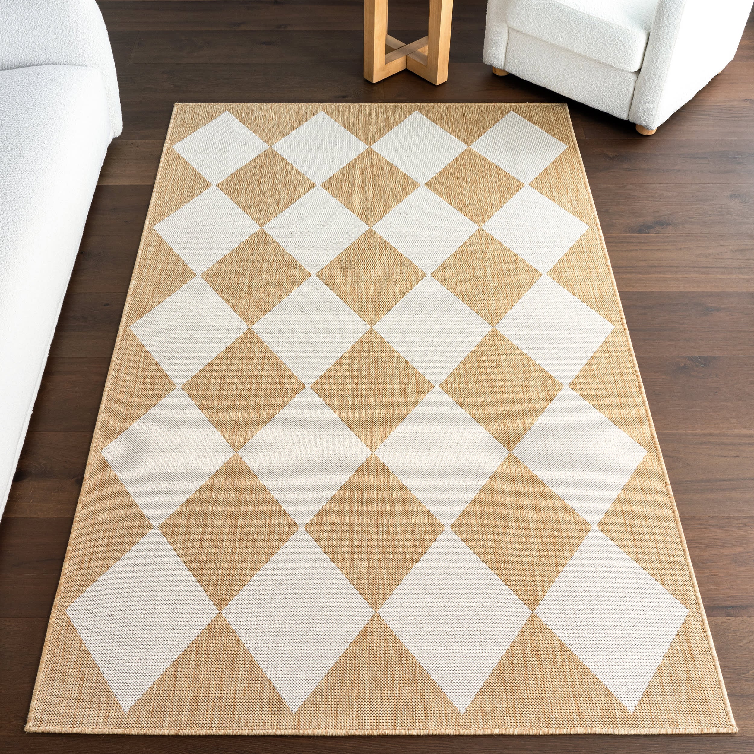 Adelaide Harlequin Indoor/Outdoor Rug | Tan - Image 9
