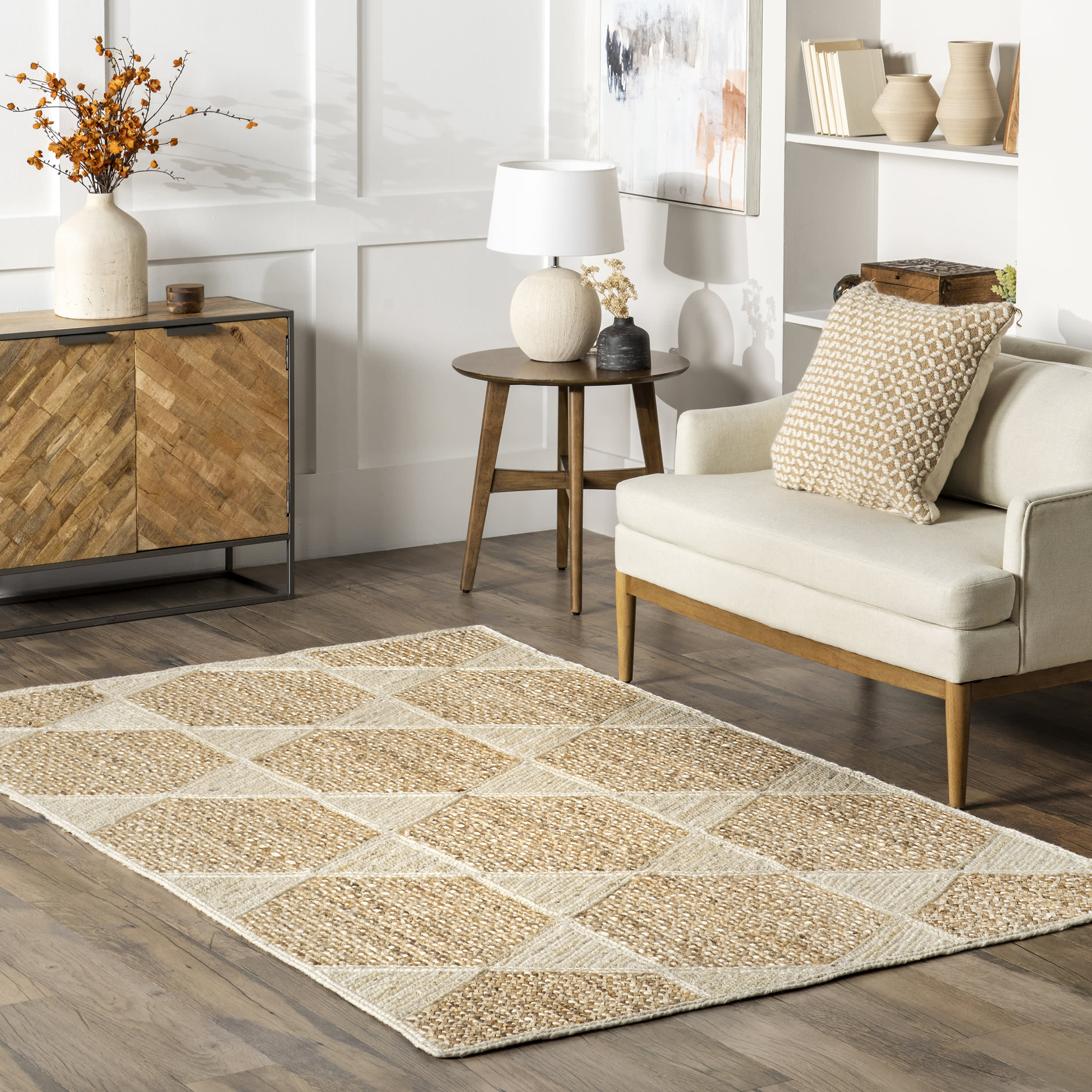 Adhara Jute Honeycomb Rug | Ivory - Image 2