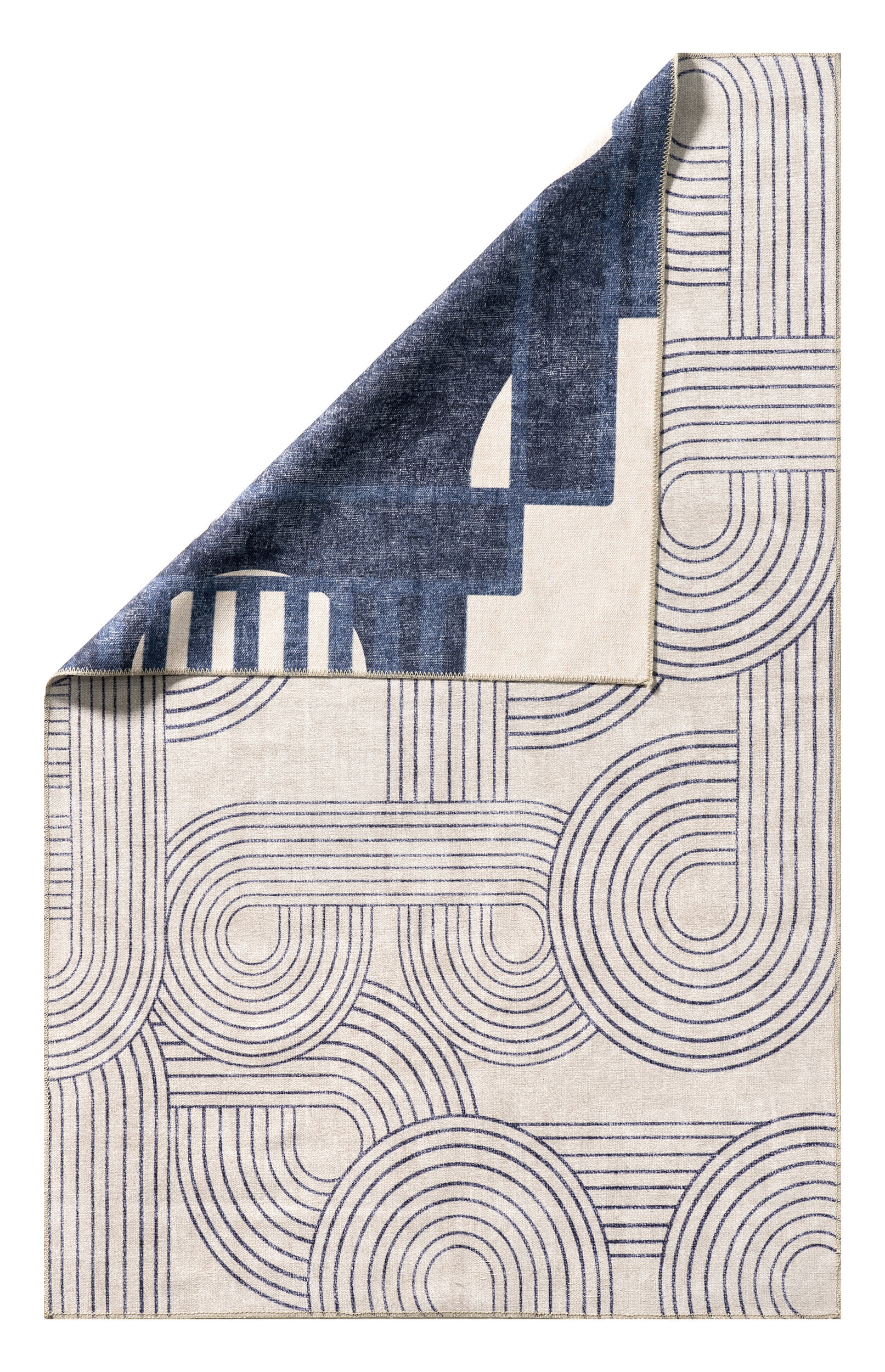 Adira Reversible Washable Rug | Beige And Navy - Image 4