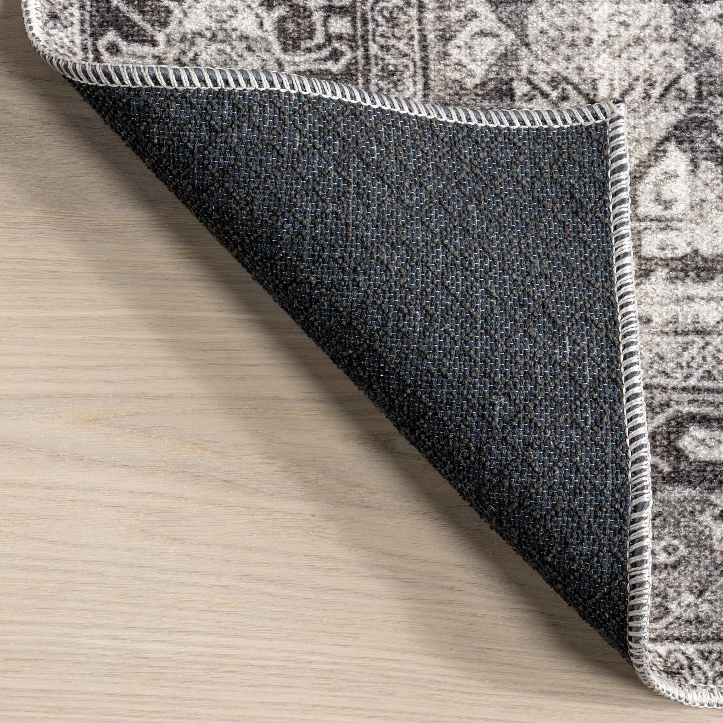 Adley Hexagon Medallion Washable Rug | Grey - Image 6