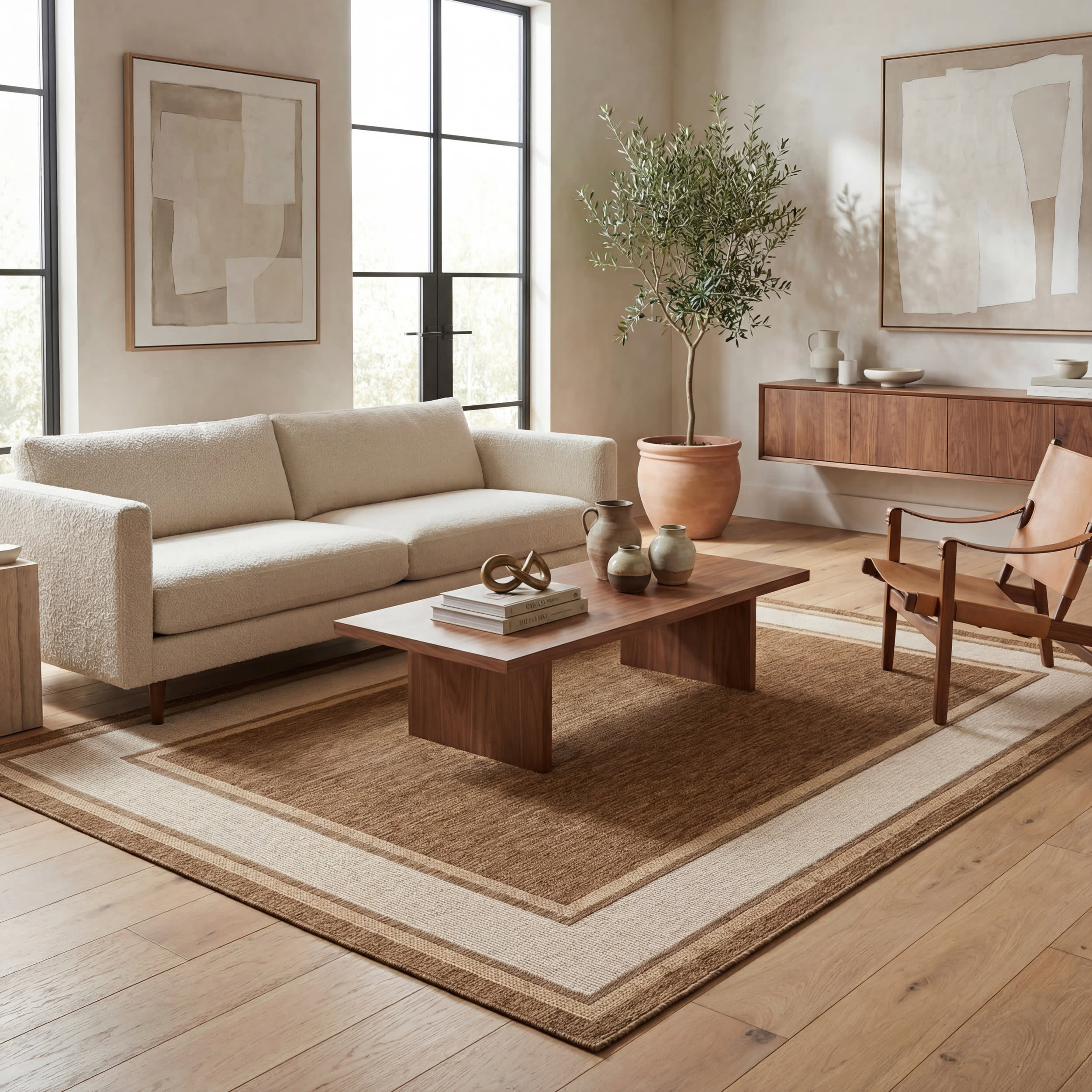 Aeli Modern Bordered Indoor/Outdoor Rug | Brown - Image 10